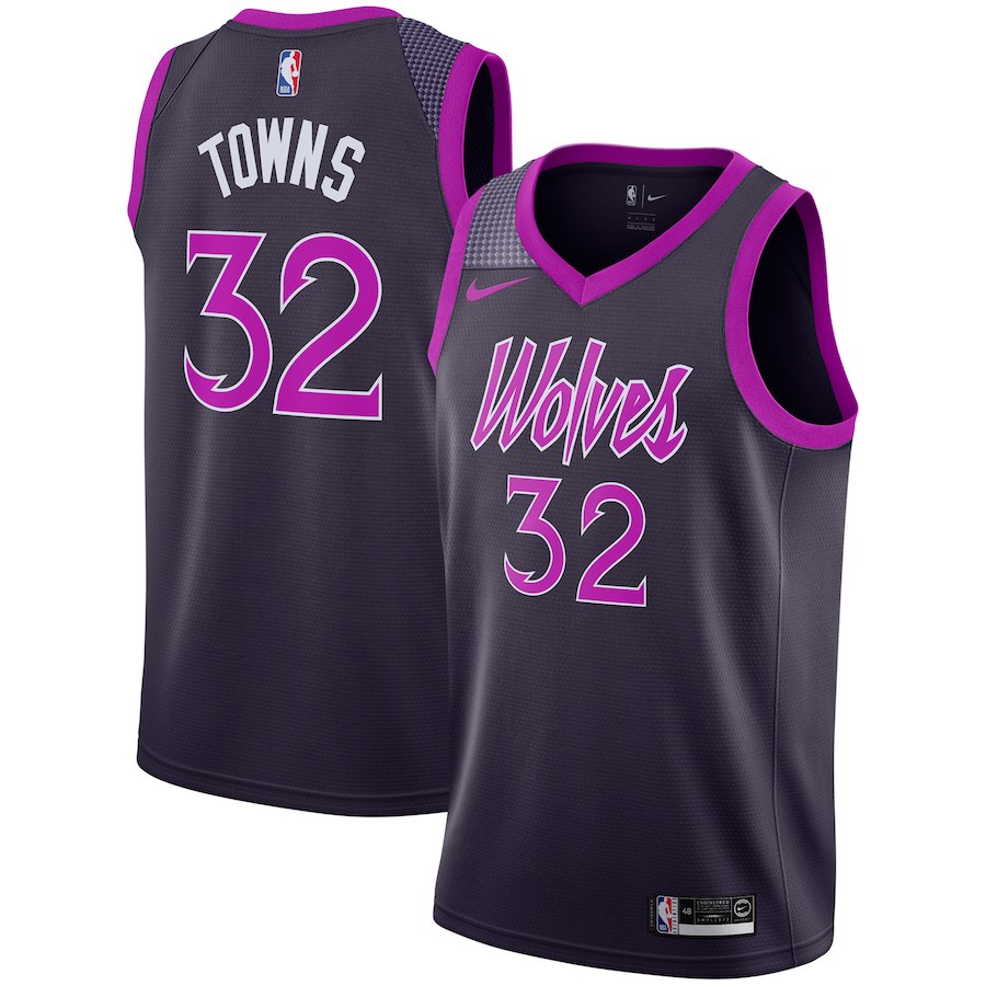 NBA Men Minnesota Timberwolves Dark Purple #32 TOWNS Jersey High Quality Name and Number Print - leoleo123123