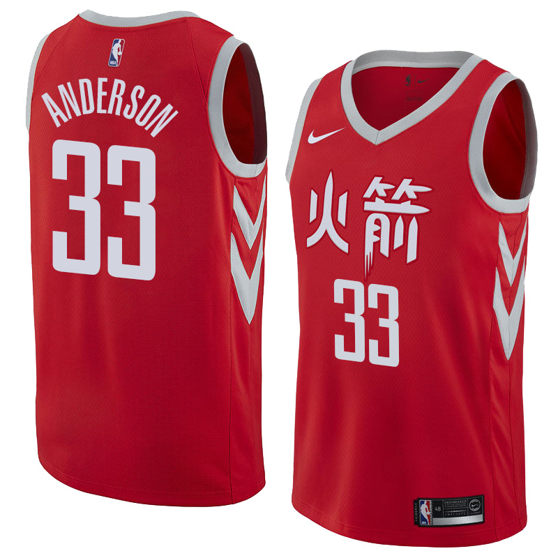 NBA Men Houston Rockets Red Jersey Chinese Version #33 ANDERSON High Quality Name and Number Print - leoleo123123