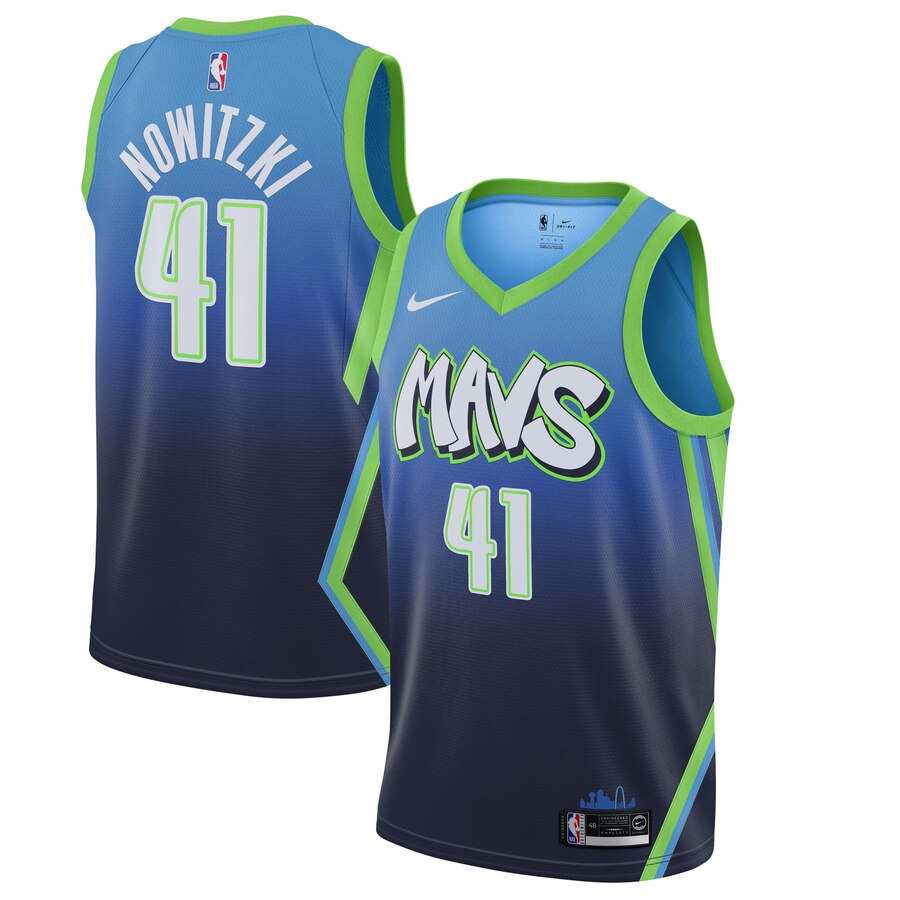 NBA Men Dallas Mavericks Gradient Blue #41 NOWITZKI Jersey High Quality Name and Number Print - leoleo123123