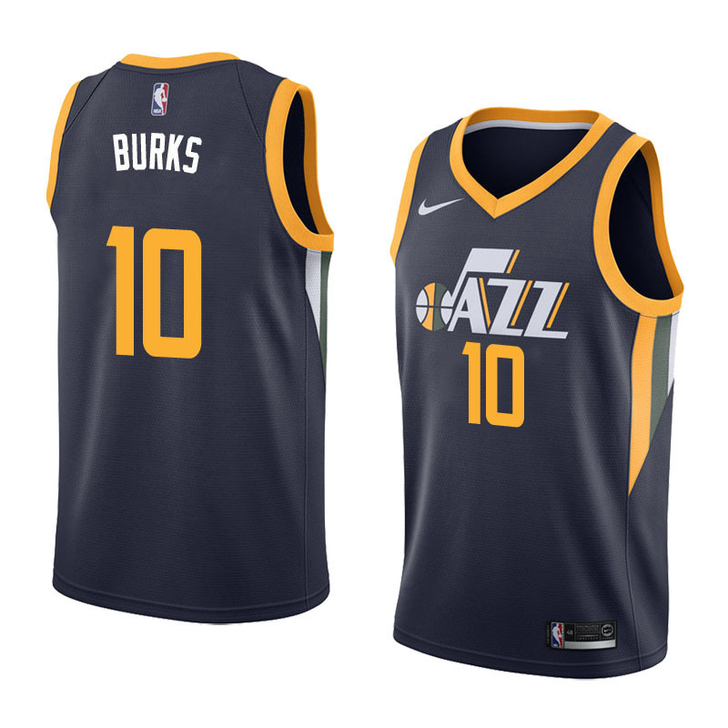 NBA Men Utah Jazz Dark Blue #10 BURKS Jersey High Quality Name and Number Print - leoleo123123