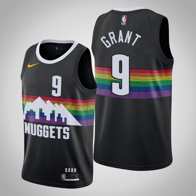 NBA Men Denver Nuggets Black City #9 GRANT Jersey High Quality Name and Number Print - leoleo123123