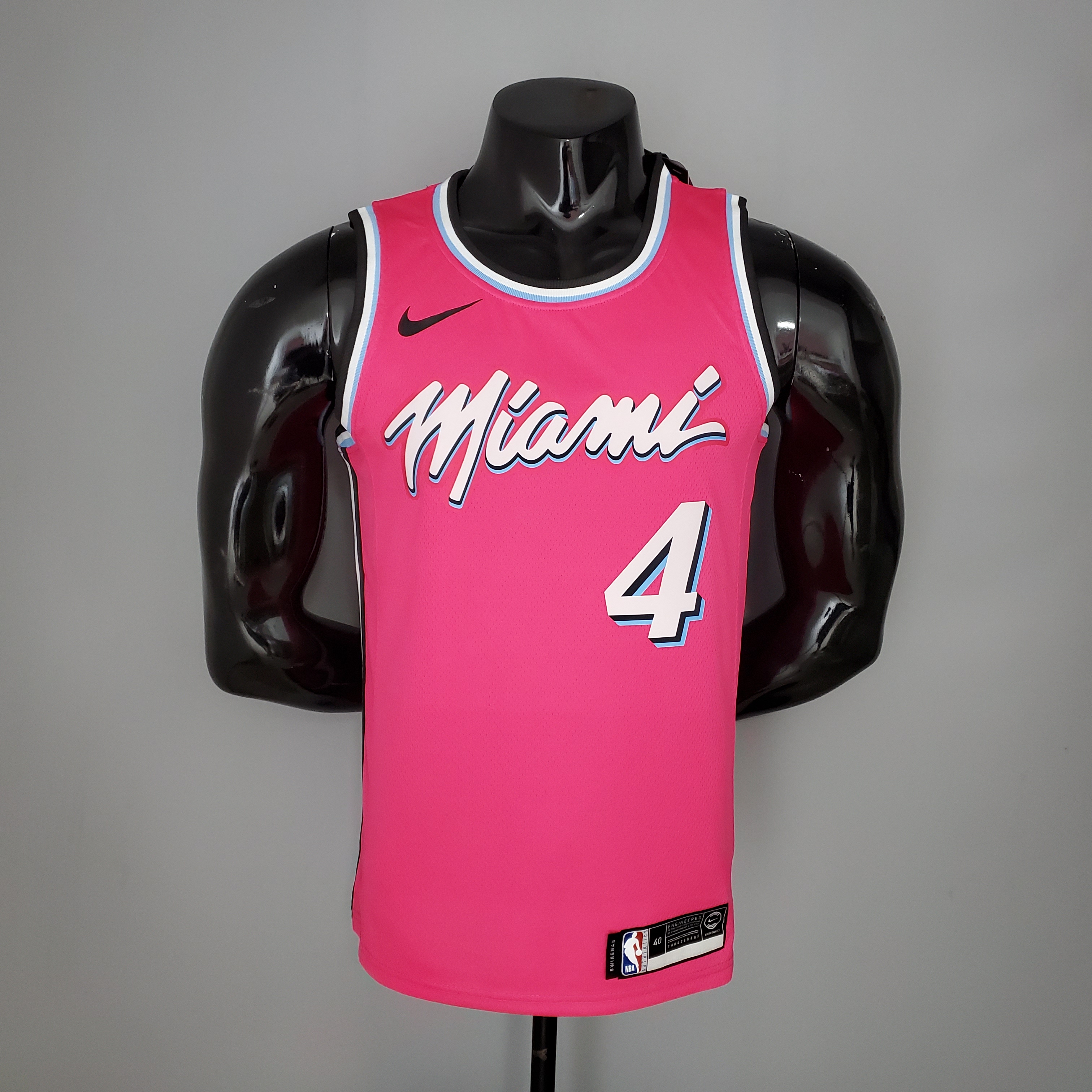NBA Men Miami Heat Pink City #4 OLADIPO Jersey High Quality Name and Number Print - leoleo123123