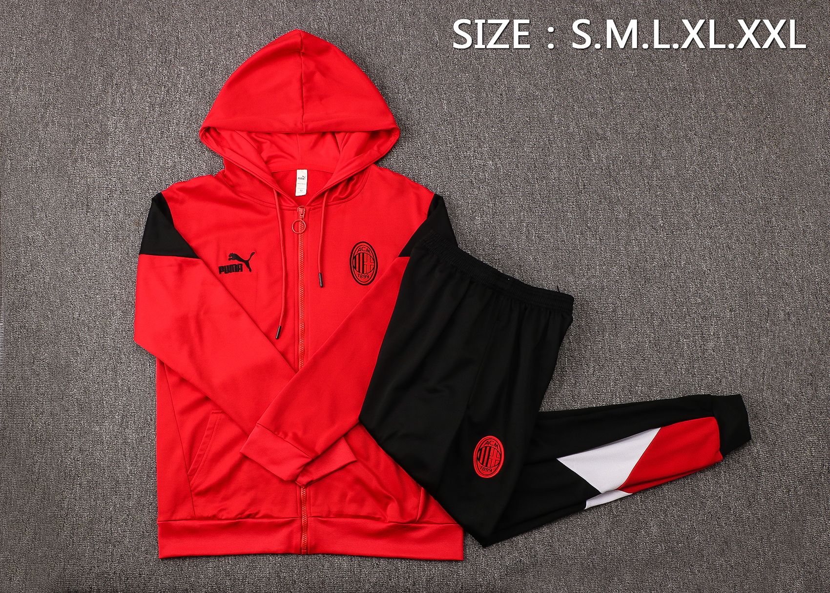 21-22 Ac Milan Red Jacket with Cap Tracksuit Thai Quality - leoleo123123