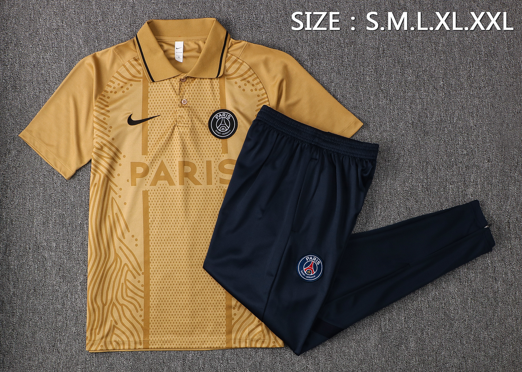 21-22 PSG Gold Polo Training Tracksuit Thai Quality - leoleo123123