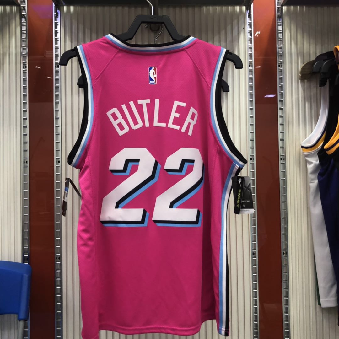 NBA Men Miami Heat Pink City #22 BUTLER Jersey High Quality Name and Number Print - leoleo123123