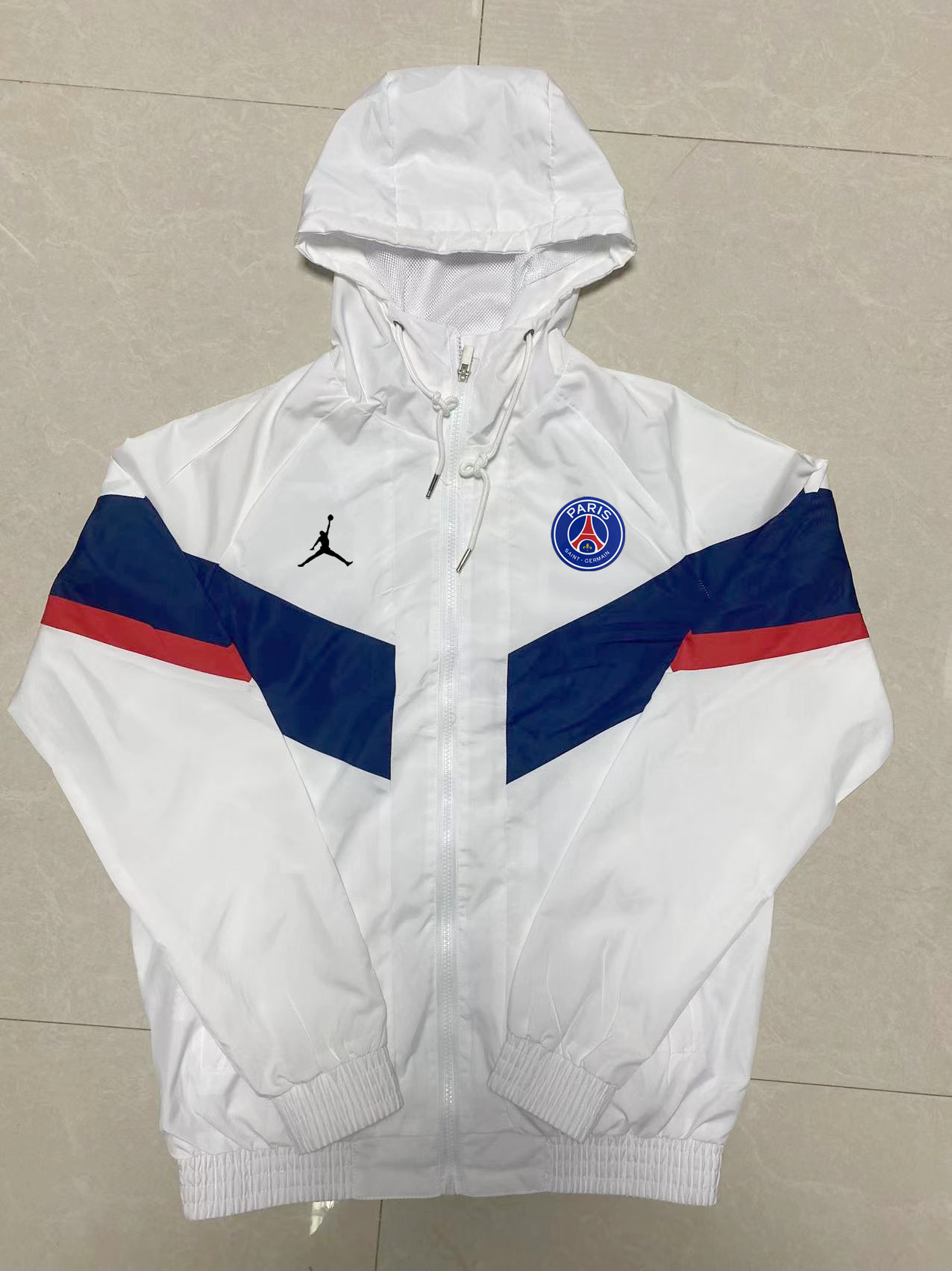 22/23 PSG White with Jordan Logo Windbreaker Jacket Thai Quality - leoleo123123