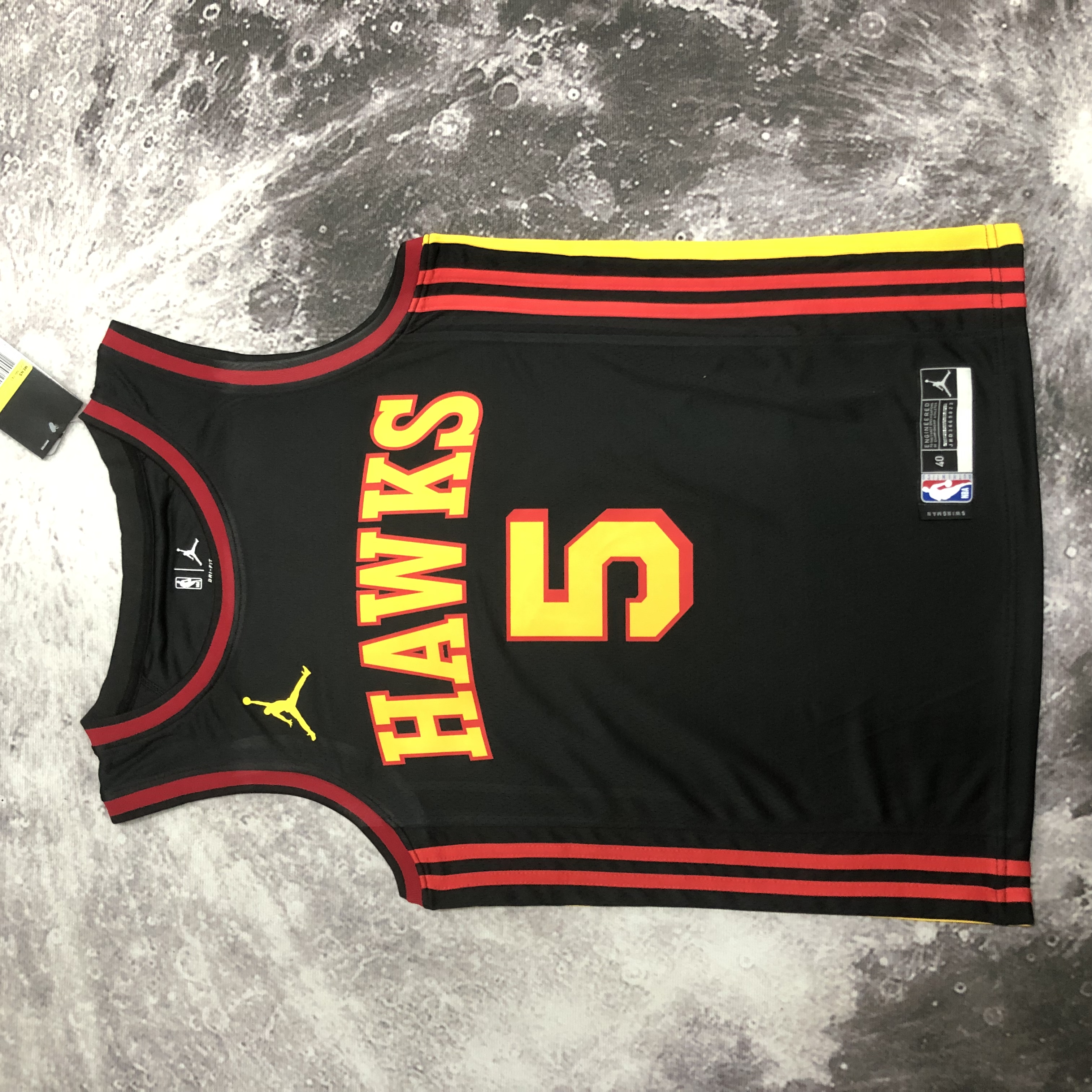 NBA Men Atlanta Hawks Black with Jordan Logo #5 MURRAY Jersey High Quality Name and Number Print - leoleo123123