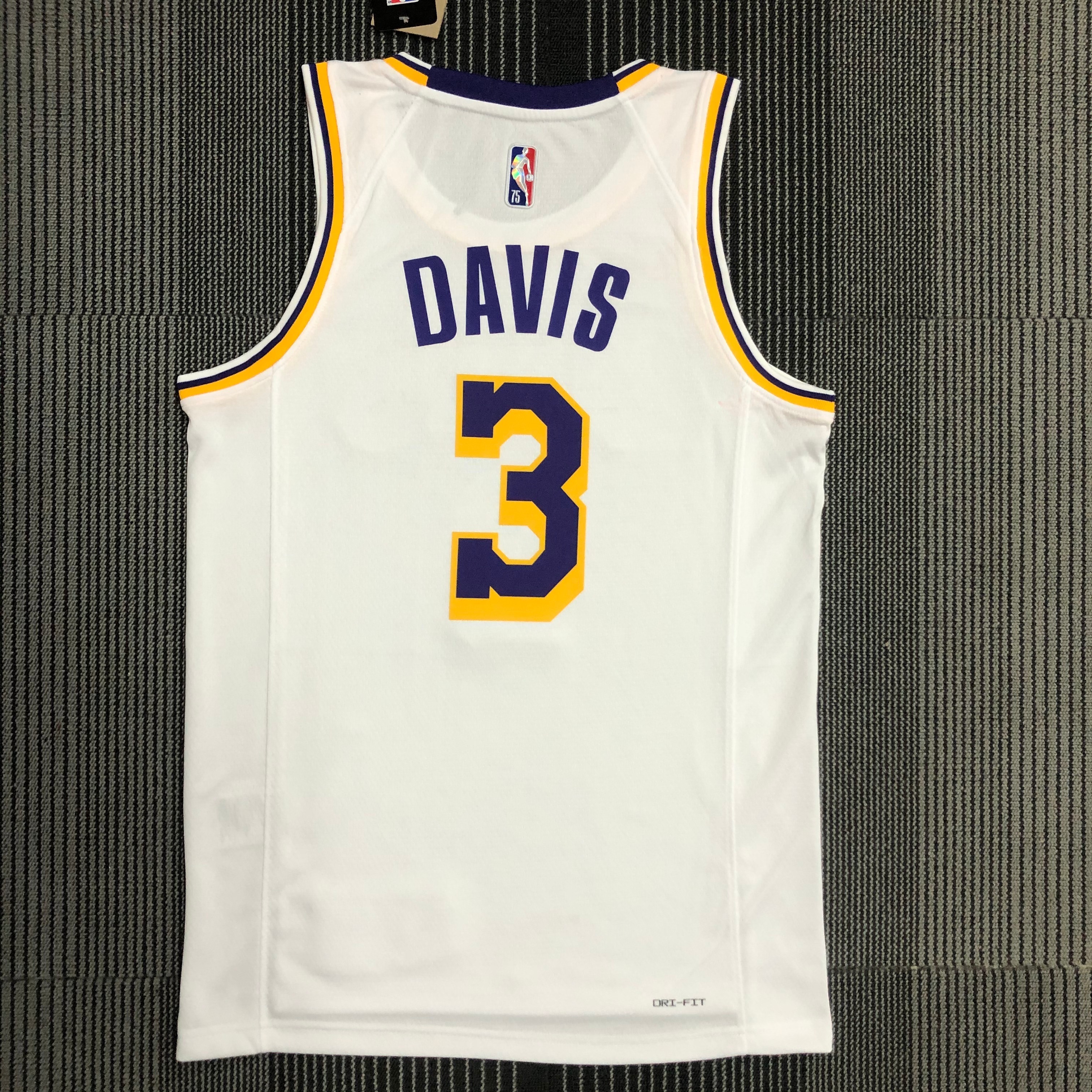 NBA 75th Anniversary Los Angeles Lakers White Round Neck #3 DAVIS Jersey High Quality Name and Number Print - leoleo123123