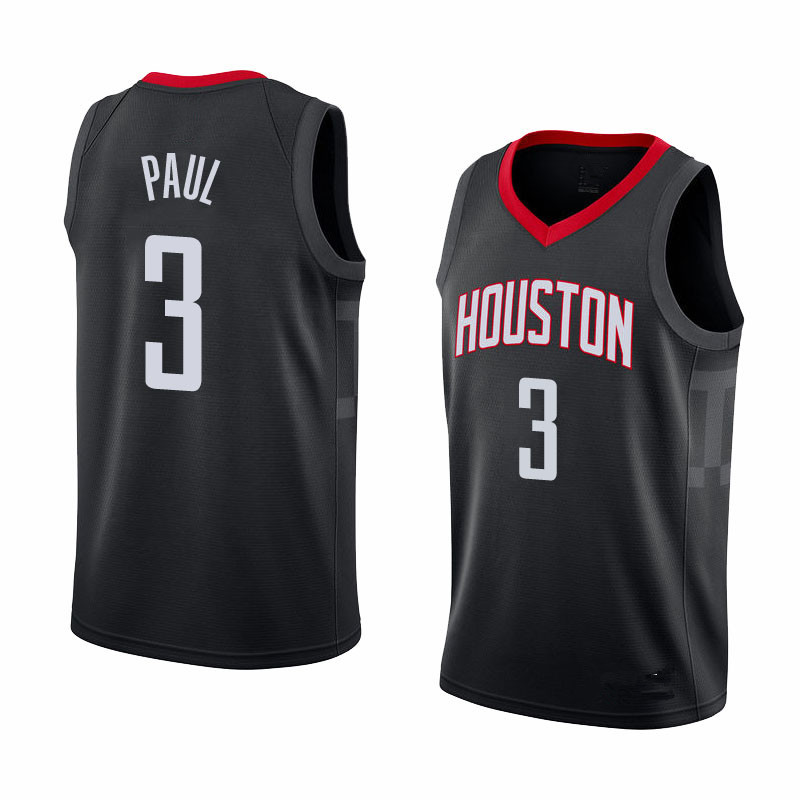 NBA Men Houston Rockets Black #3 PAUL Jersey High Quality Name and Number Print - leoleo123123