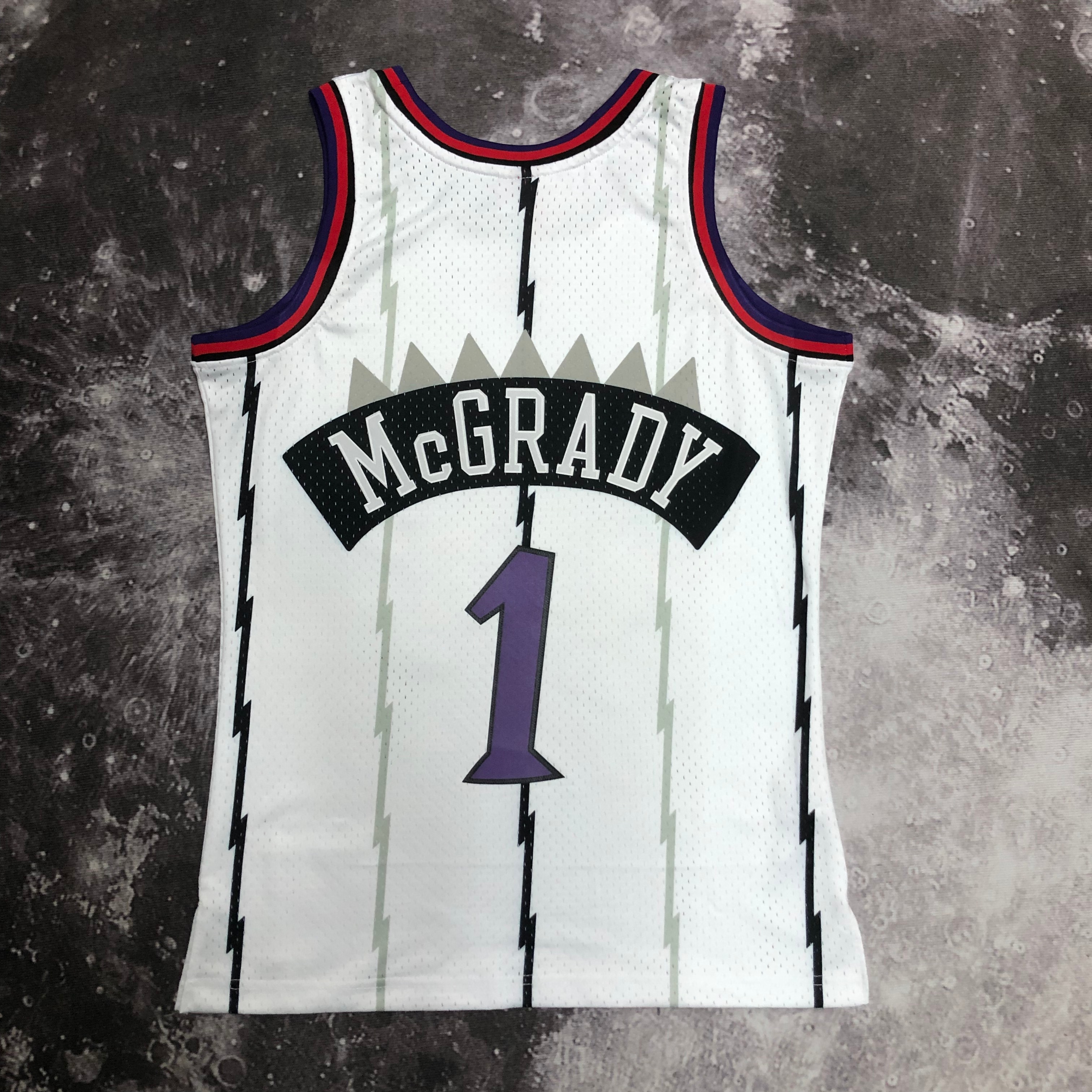 NBA Men Season 1998 Toronto Raptors Retro White #1 McGRADY Jersey High Quality Name and Number Print - leoleo123123