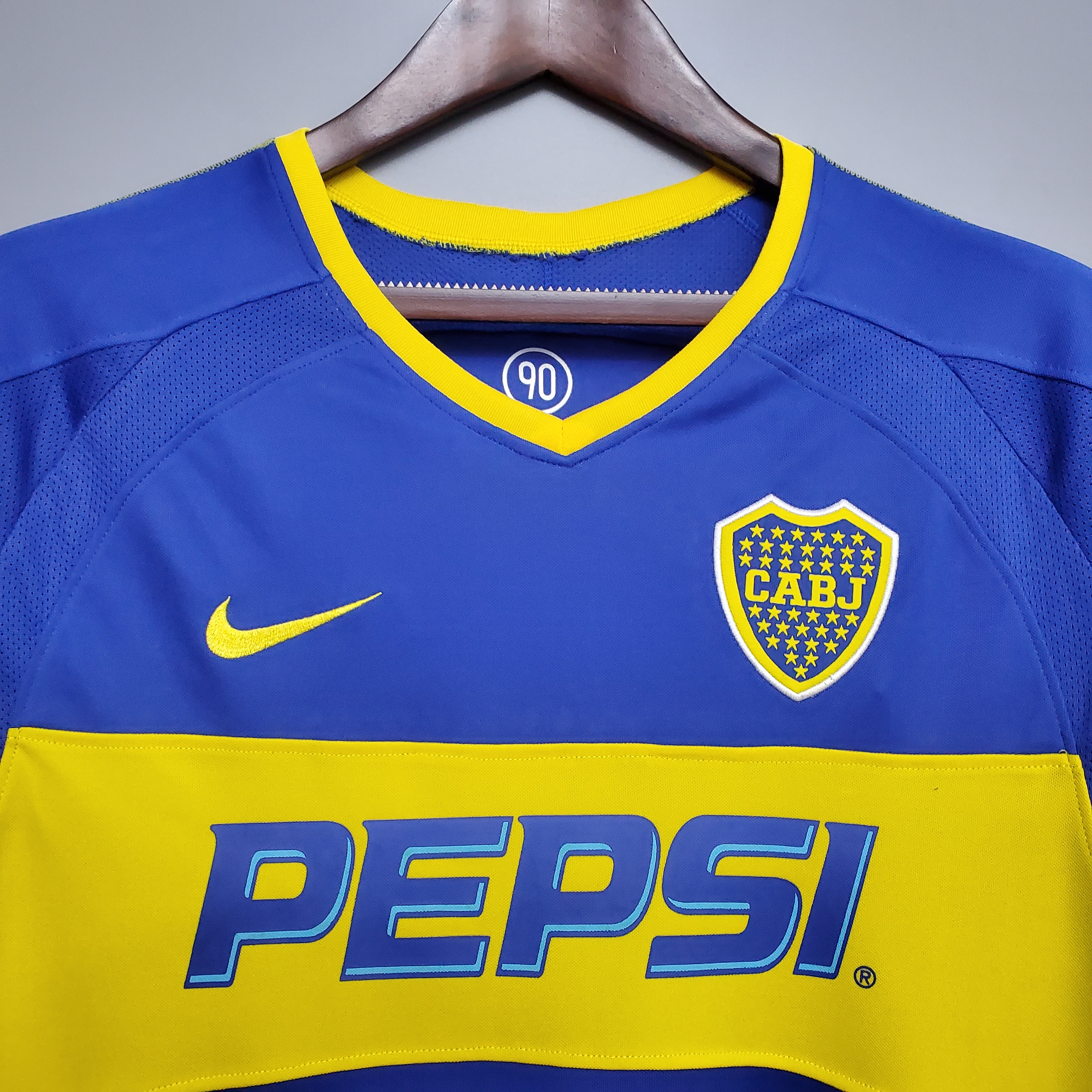 03/04 Boca Home Retro Soccer Jersey Long Sleeve Thai Quality - leoleo123123