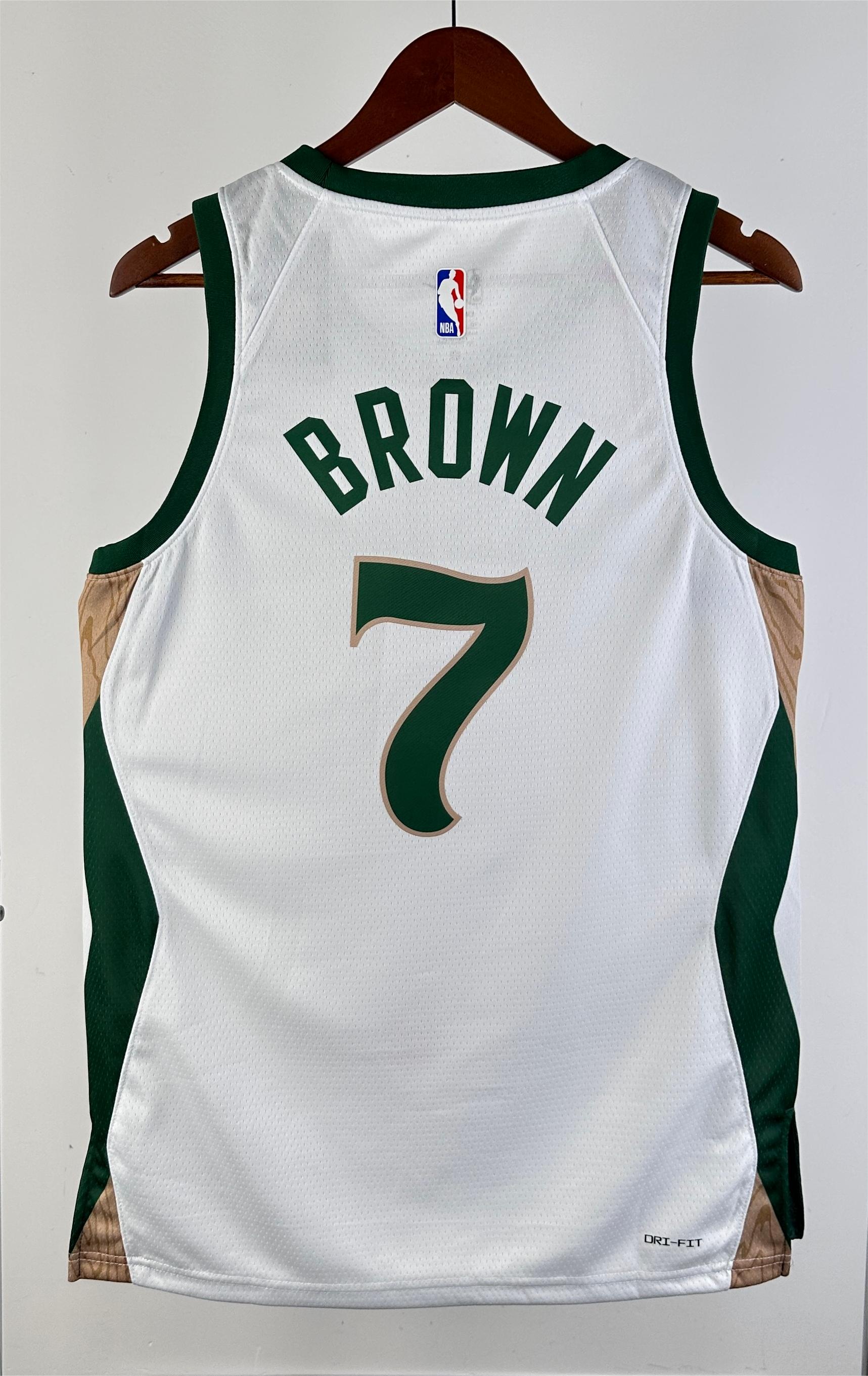 NBA Men Season 2024 Boston Celtics White City Edition #7 BROWN Jersey High Quality Name and Number Print - leoleo123123