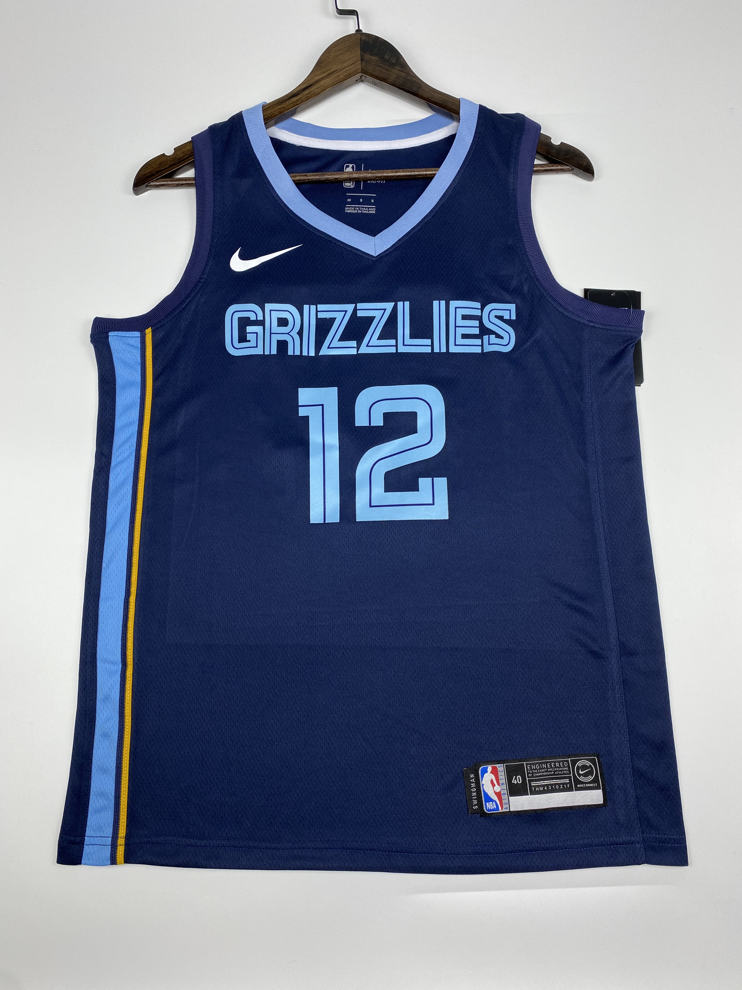 NBA Men Memphis Grizzlies Dark Blue #12 MORANT Jersey High Quality Name and Number Print - leoleo123123
