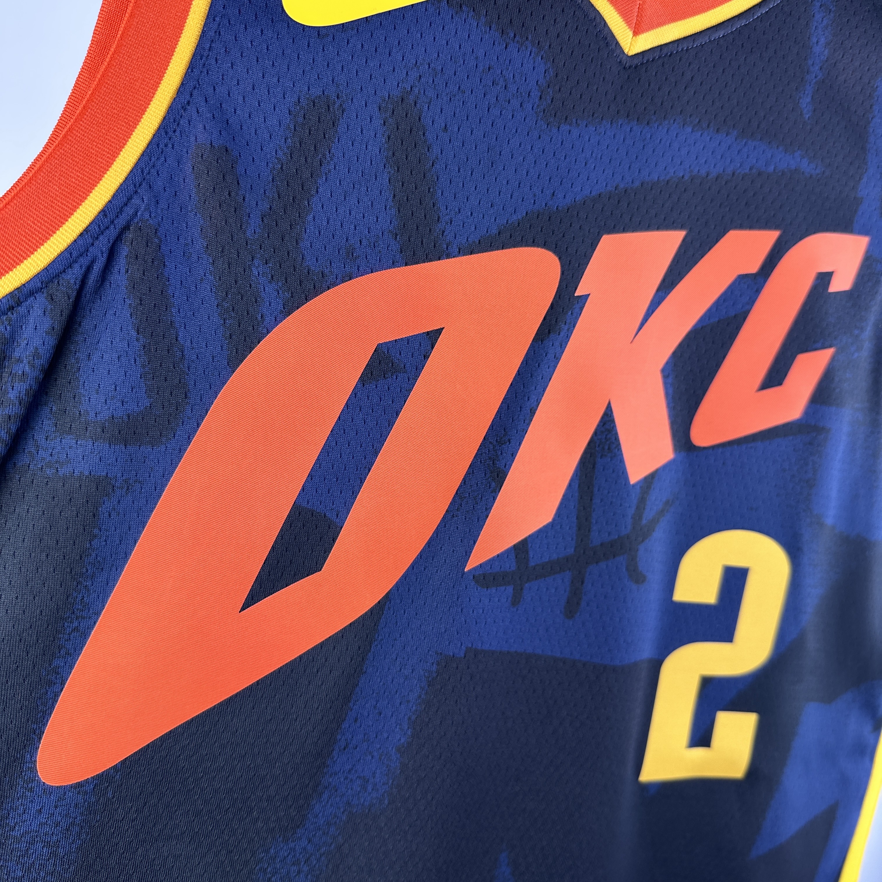 NBA Men 2024 Oklahoma City Thunder City Edition Dark Blue #2 GILGEOUS-ALEXANDER Jersey High Quality Name and Number Print - leoleo123123