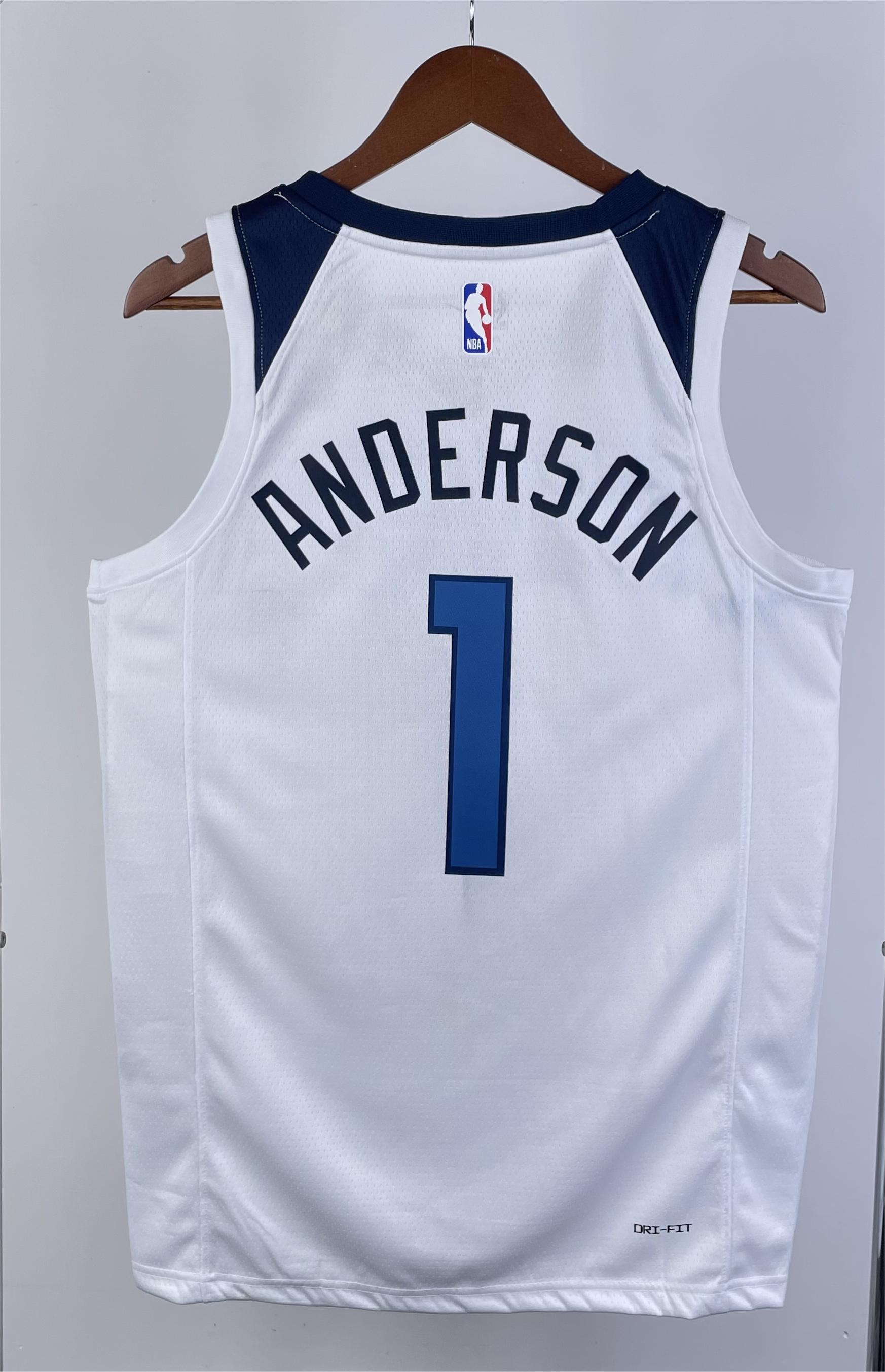 NBA Men 2023 Minnesota Timberwolves White #1 ANDERSON Jersey High Quality Name and Number Print - leoleo123123