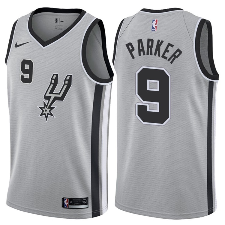 NBA Men San Antonio Spurs Grey #9 PARKER Jersey High Quality Name and Number Print - leoleo123123