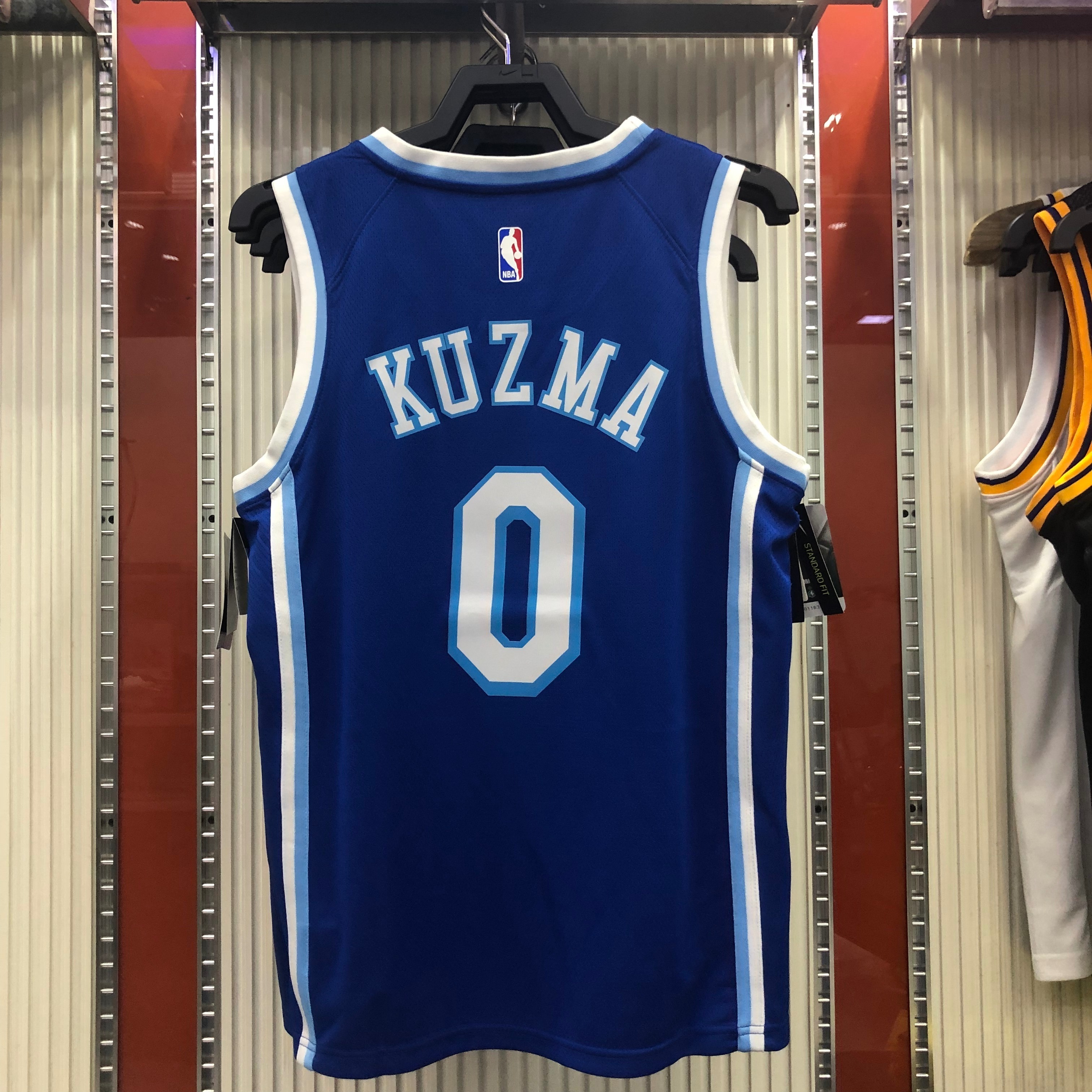 NBA Men Los Angeles Lakers Retro in Latin #0 KUZMA Blue Round Neck Jersey High Quality Name and Number Print - leoleo123123