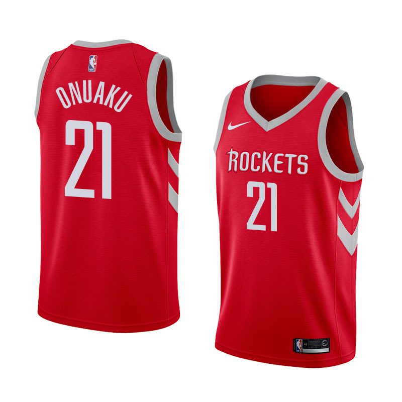 NBA Men Houston Rockets Red #21 ONUAKU Jersey High Quality Name and Number Print - leoleo123123