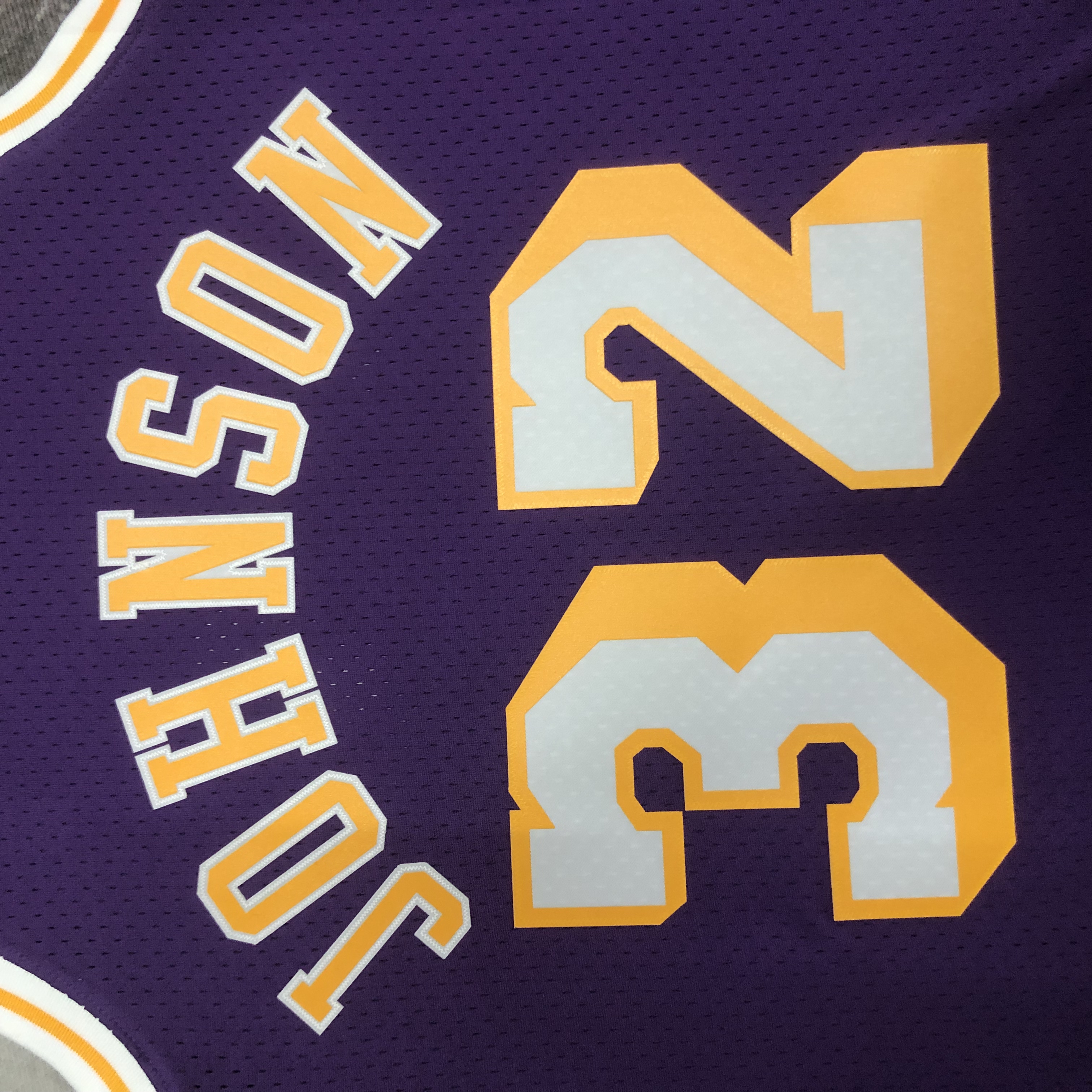 NBA Men Season 84-85 Los Angeles Lakers Purple #32 JOHNSON Jersey High Quality Name and Number Print - leoleo123123