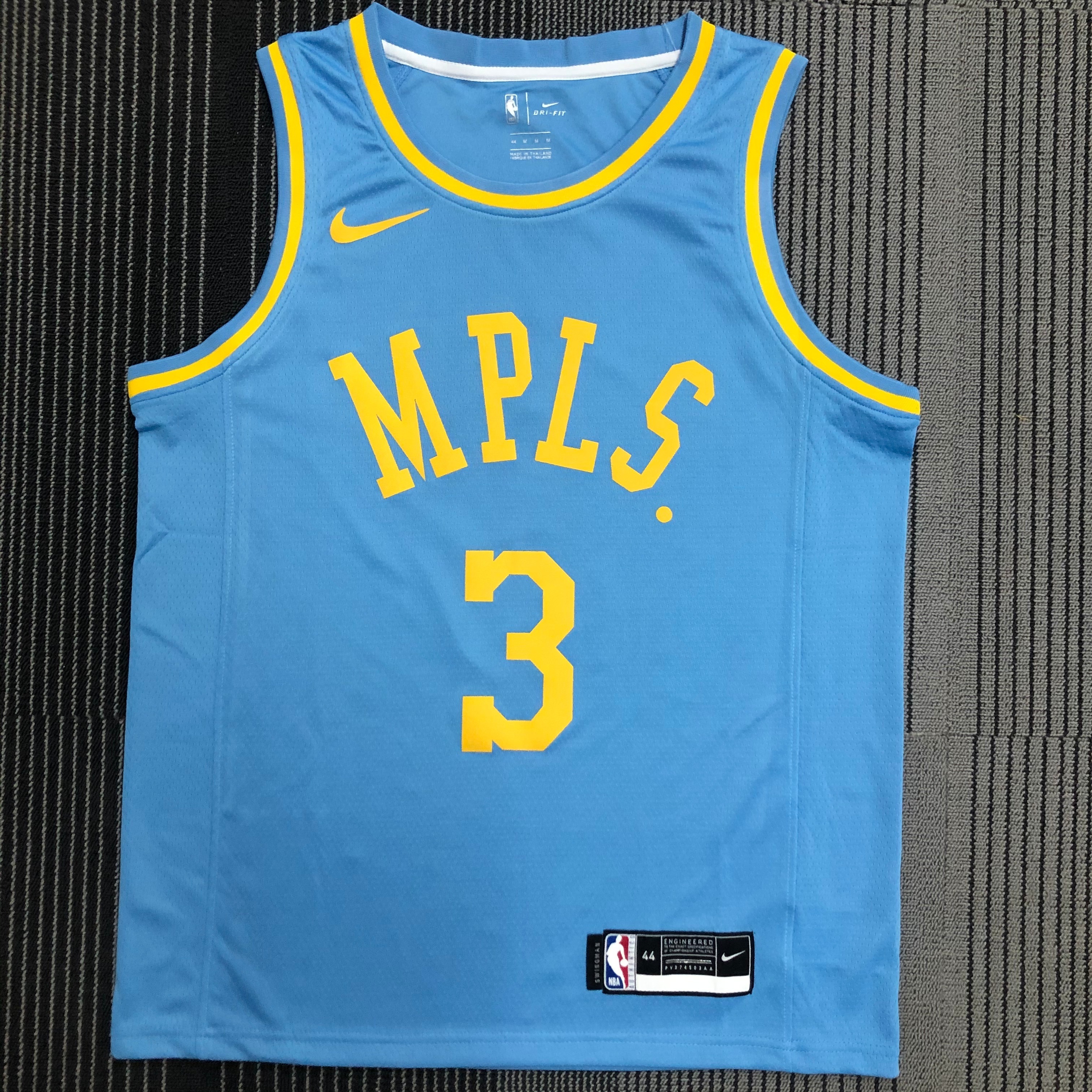 NBA Season 2021 Los Angeles Lakers Minneapolis Blue #3 DAVIS Round Neck Jersey High Quality Name and Number Print - leoleo123123