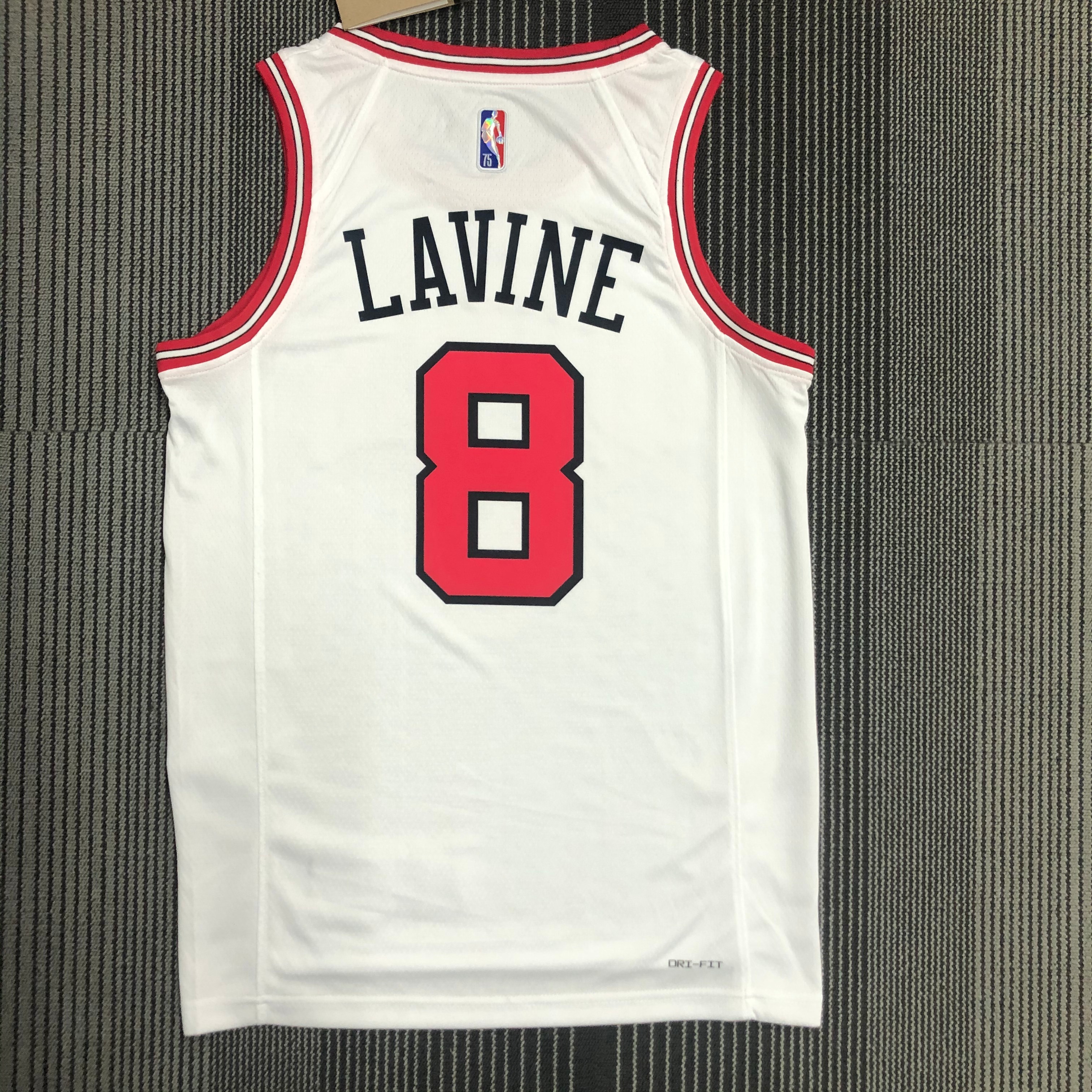 NBA Men 75th Anniversary Chicago Bulls White #8 LAVINE Jersey High Quality Name and Number Print - leoleo123123