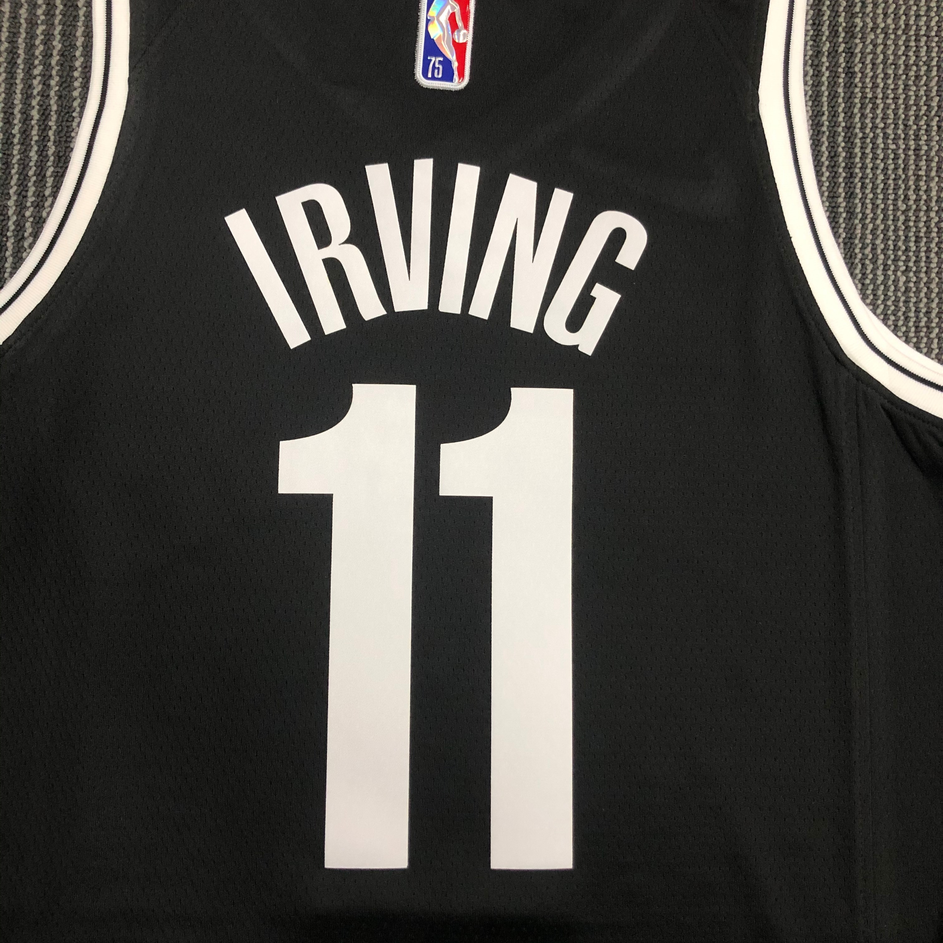 NBA Men 75th Anniversary Brooklyn Nets Black #11 IRVING Jersey High Quality Name and Number Print - leoleo123123