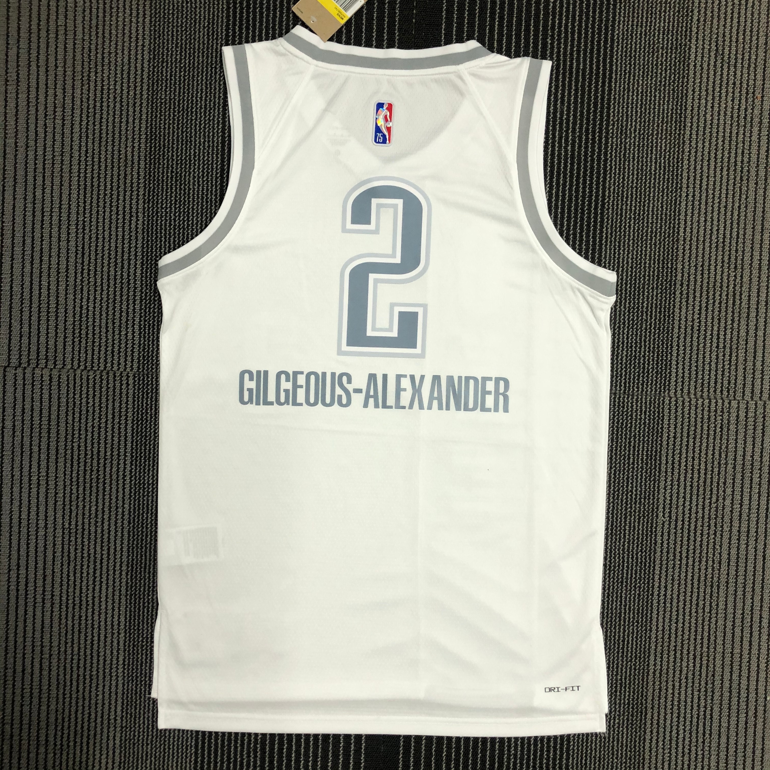 NBA Men 75th Anniversary Oklahoma City Thunder City Version White #2 GILGEOUS-ALEXANDER Jersey High Quality Name and Number Print - leoleo123123