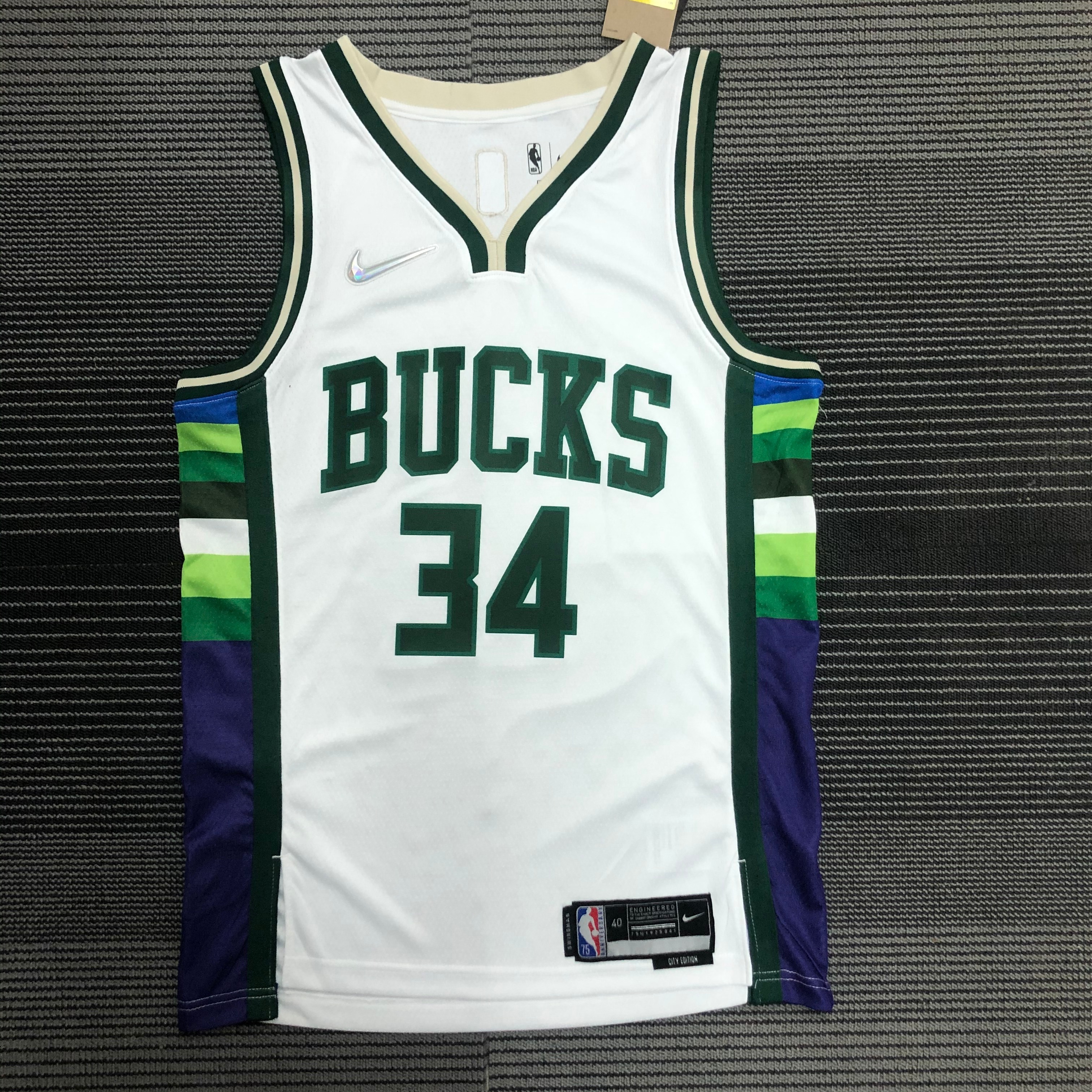 NBA Men 75th Anniversary Season 2022 Milwaukee Bucks White #34 ANTETOKOUNMPO Jersey High Quality Name and Number Print - leoleo123123