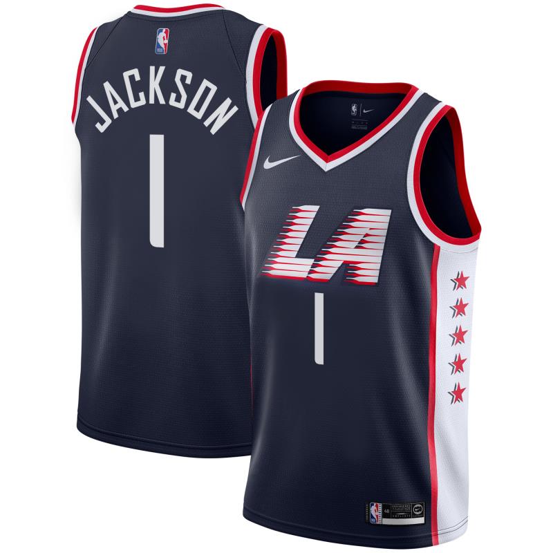 NBA Men Los Angeles Clippers Dark Blue City #1 JACKSON Jersey High Quality Name and Number Print - leoleo123123