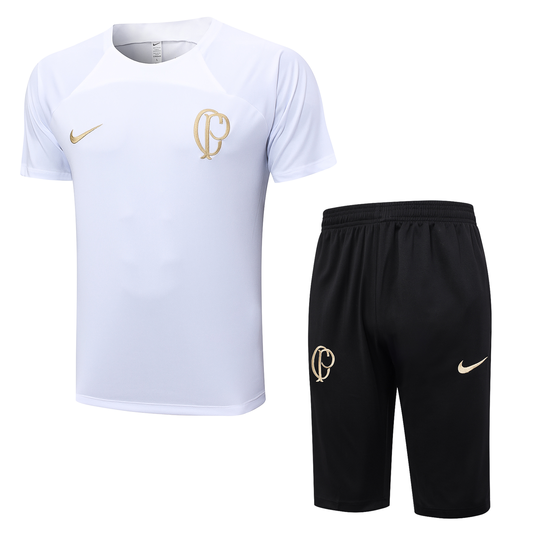 23/24 Corinthians White Short Sleeve and Short Pant Training Set - Training Tracksuit - leoleo123123
