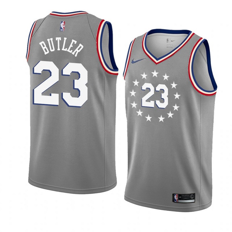 NBA Men Philadelphia 76ers Grey City #23 BUTLER Jersey High Quality Name and Number Print - leoleo123123