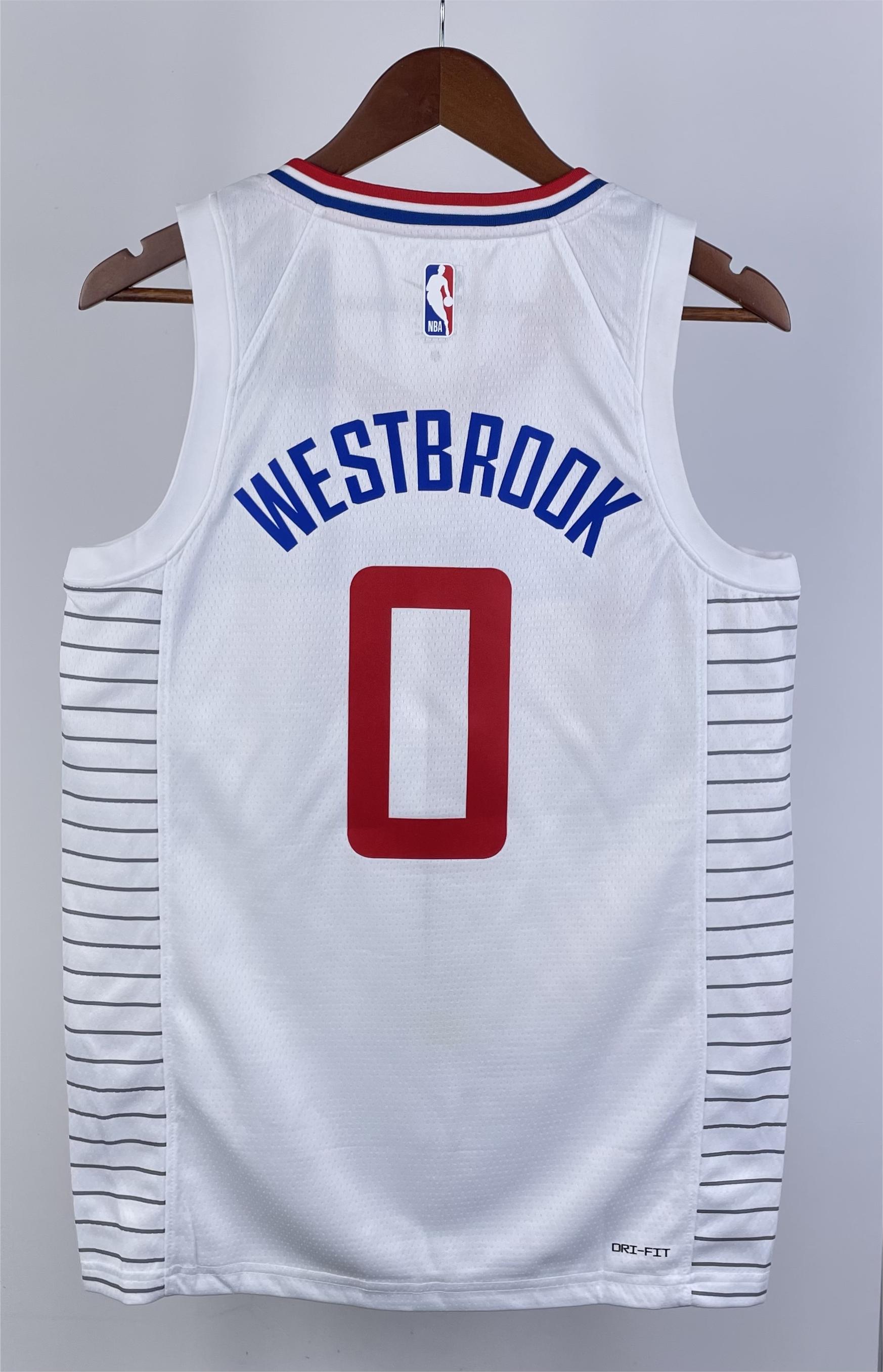 NBA Season 2023 Men Los Angeles Clippers White #0 WESTBROOK Jersey High Quality Name and Number Print - leoleo123123