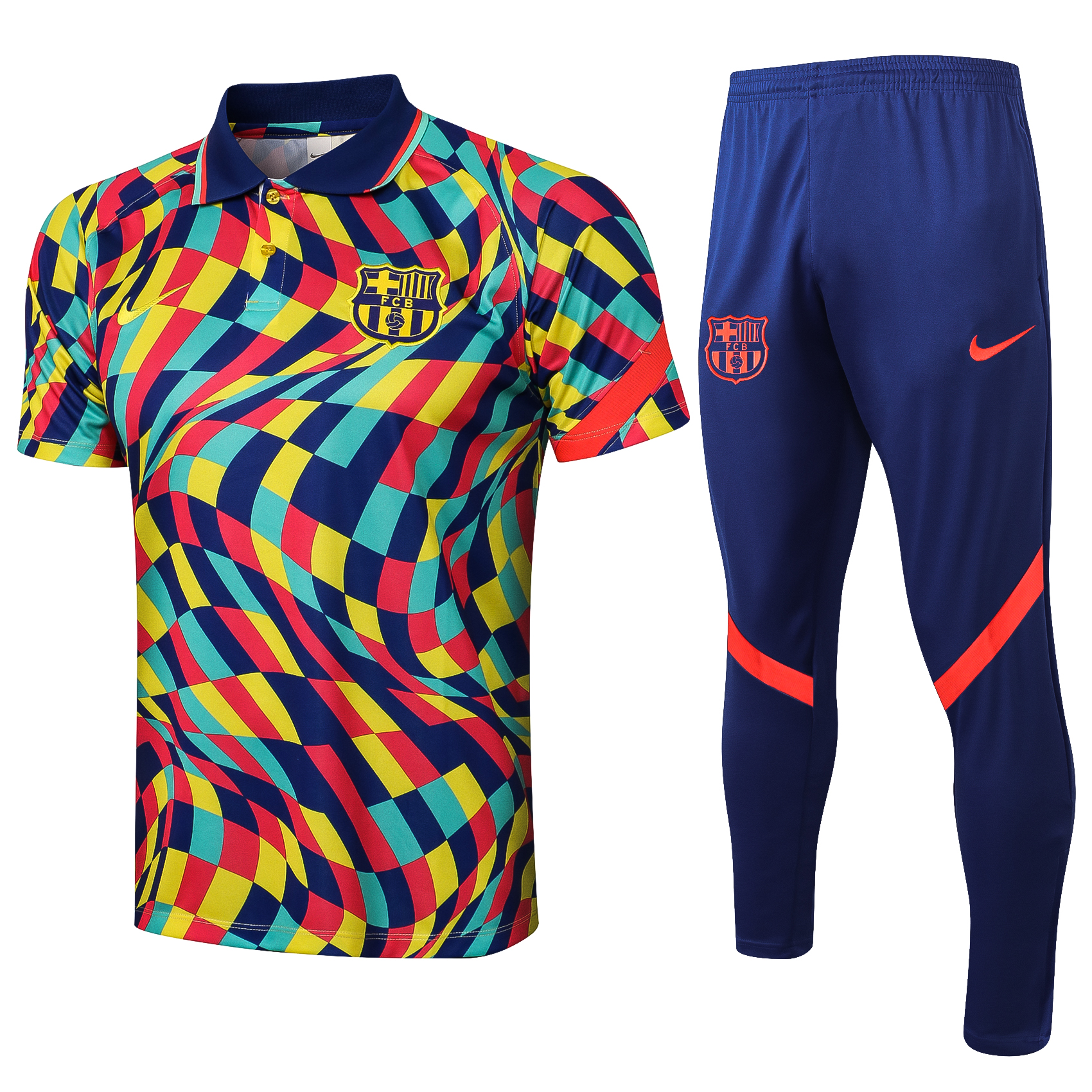 21-22 Barcelona Red, Blue and Yellow Polo Training Tracksuit Thai Quality - leoleo123123