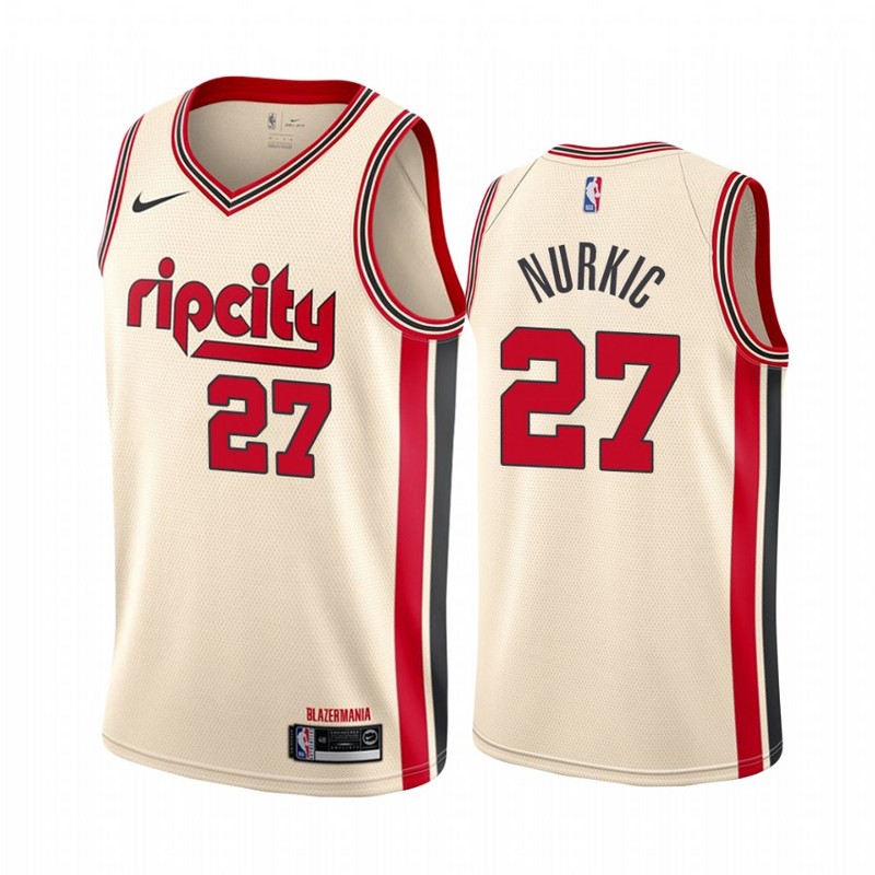 NBA Portland Trail Blazers Beige #27 NURKIC Jersey High Quality Name and Number Print - leoleo123123