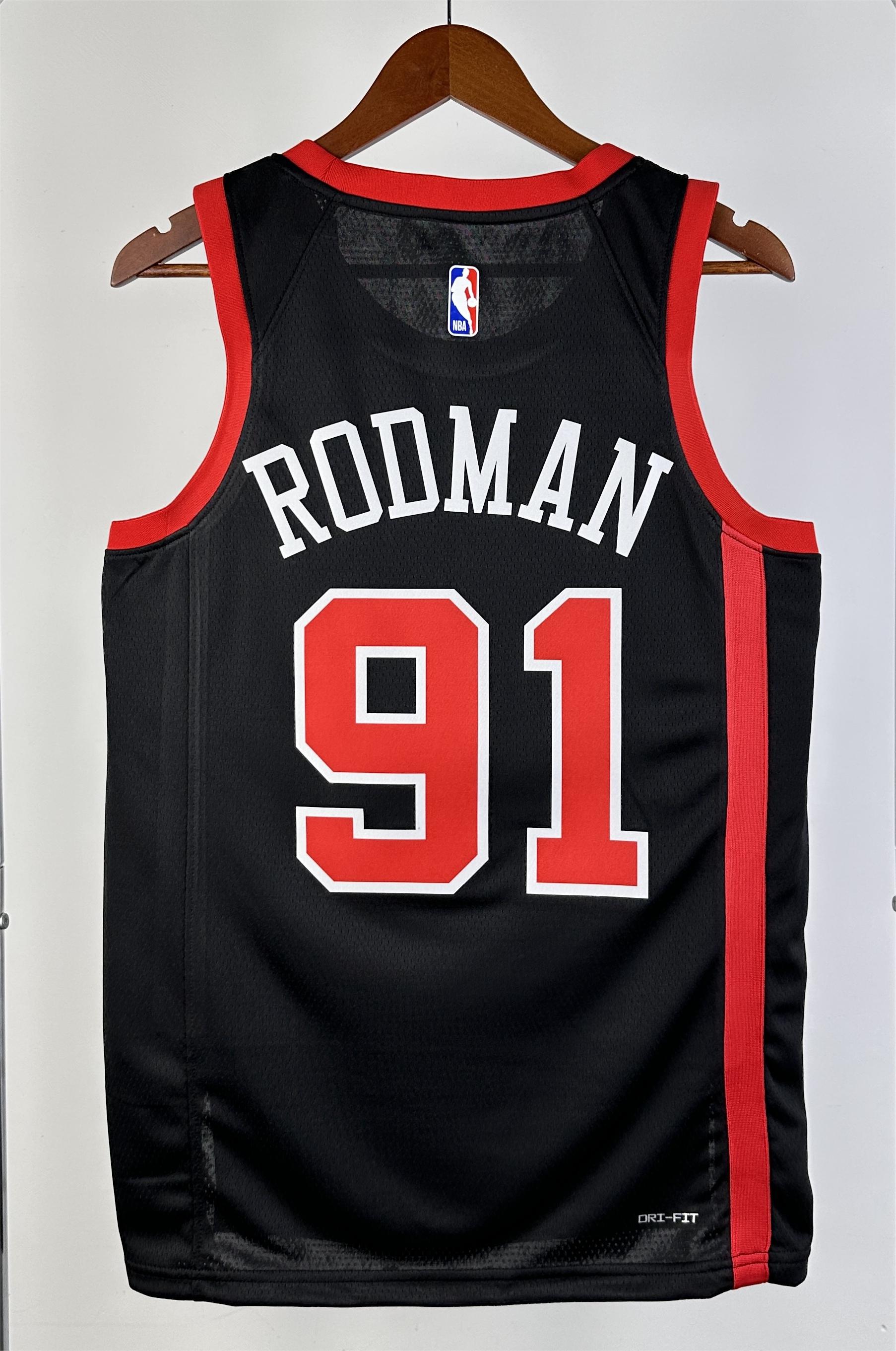 NBA 2024 Chicago Bulls City Edition Black #91 RODMAN Jersey High Quality - leoleo123123