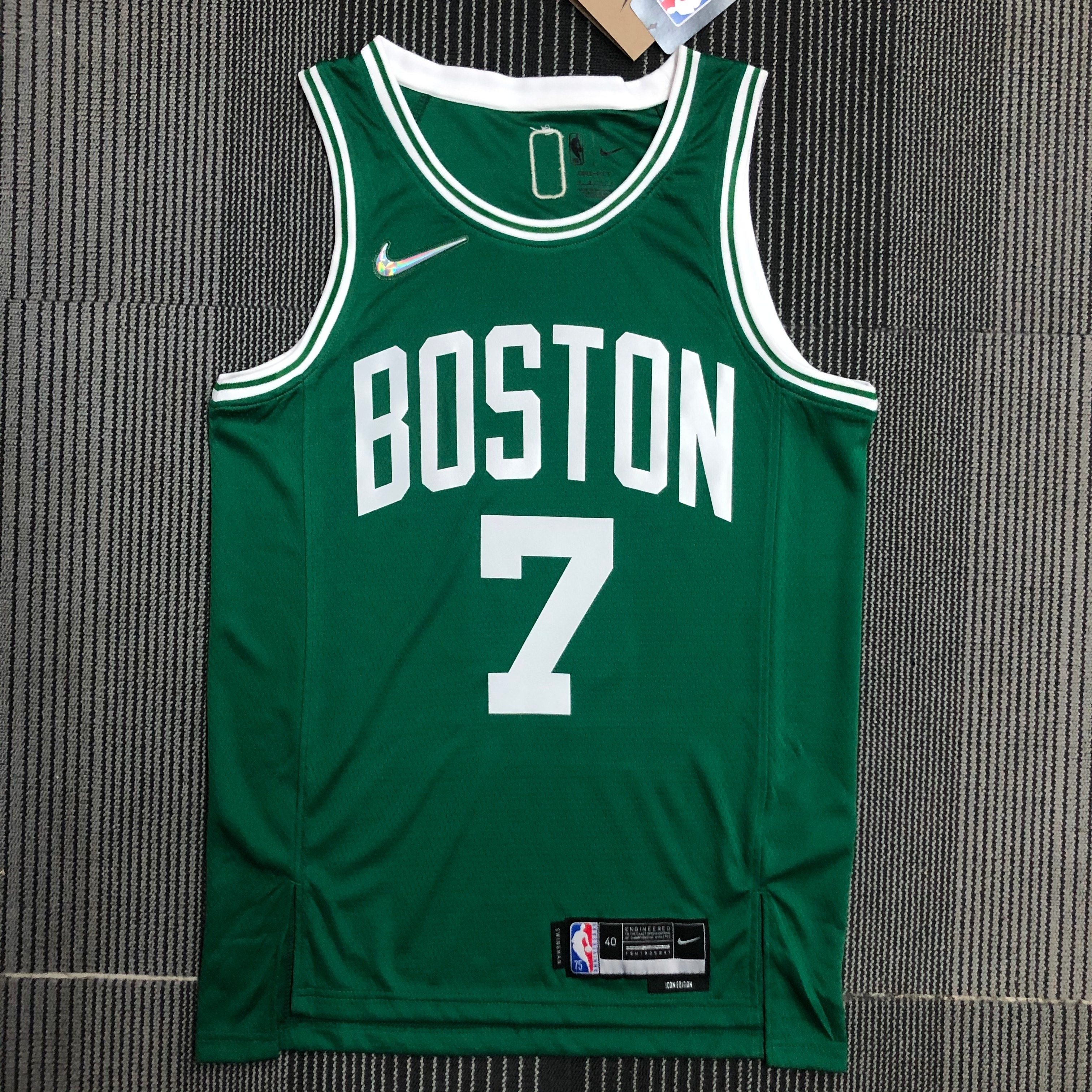 NBA 75th Anniversary Boston Celtics Green #7 BROWN Jersey High Quality Name and Number Print - leoleo123123