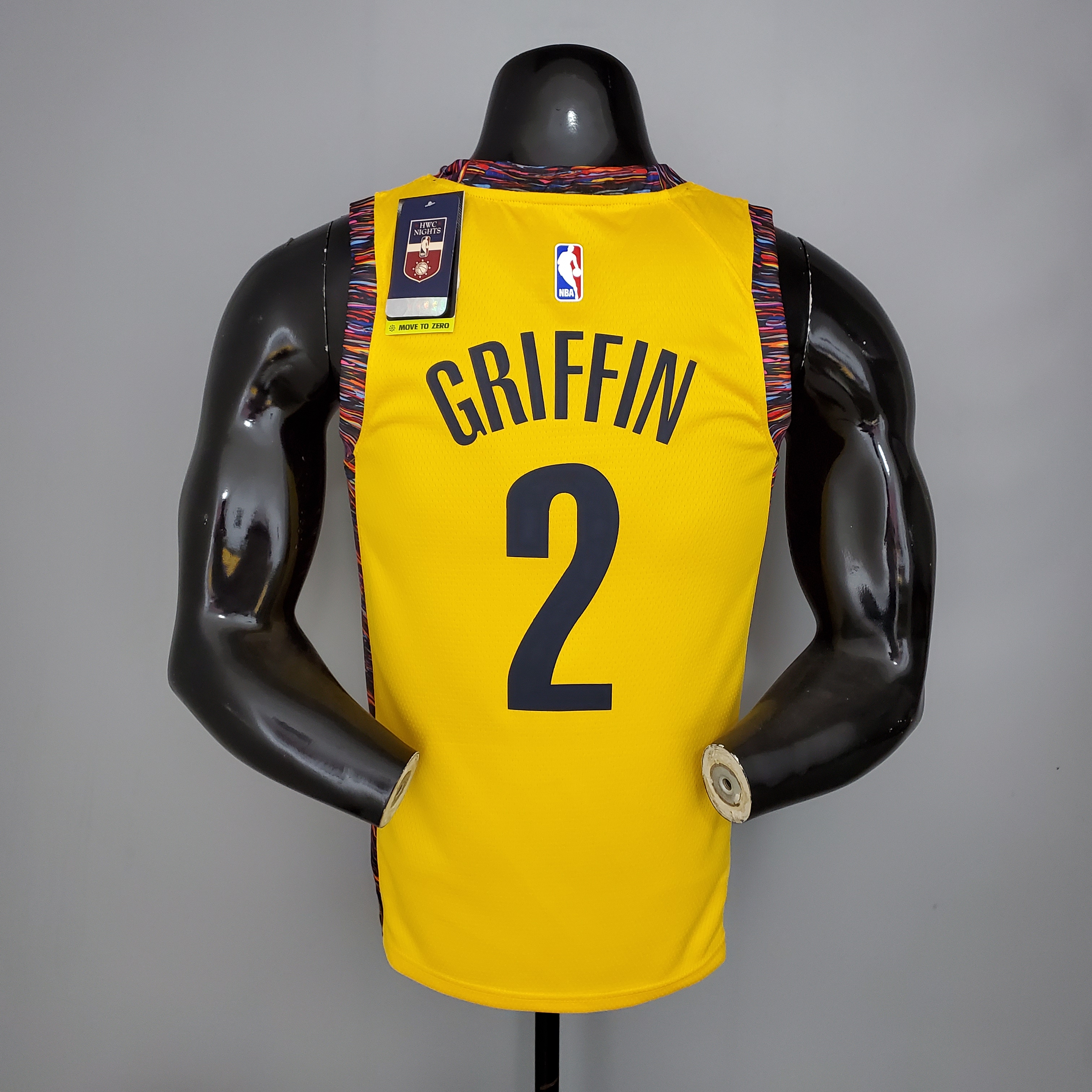 NBA Men Brooklyn Nets Yellow #2 GRIFFIN Jersey High Quality Name and Number Print - leoleo123123