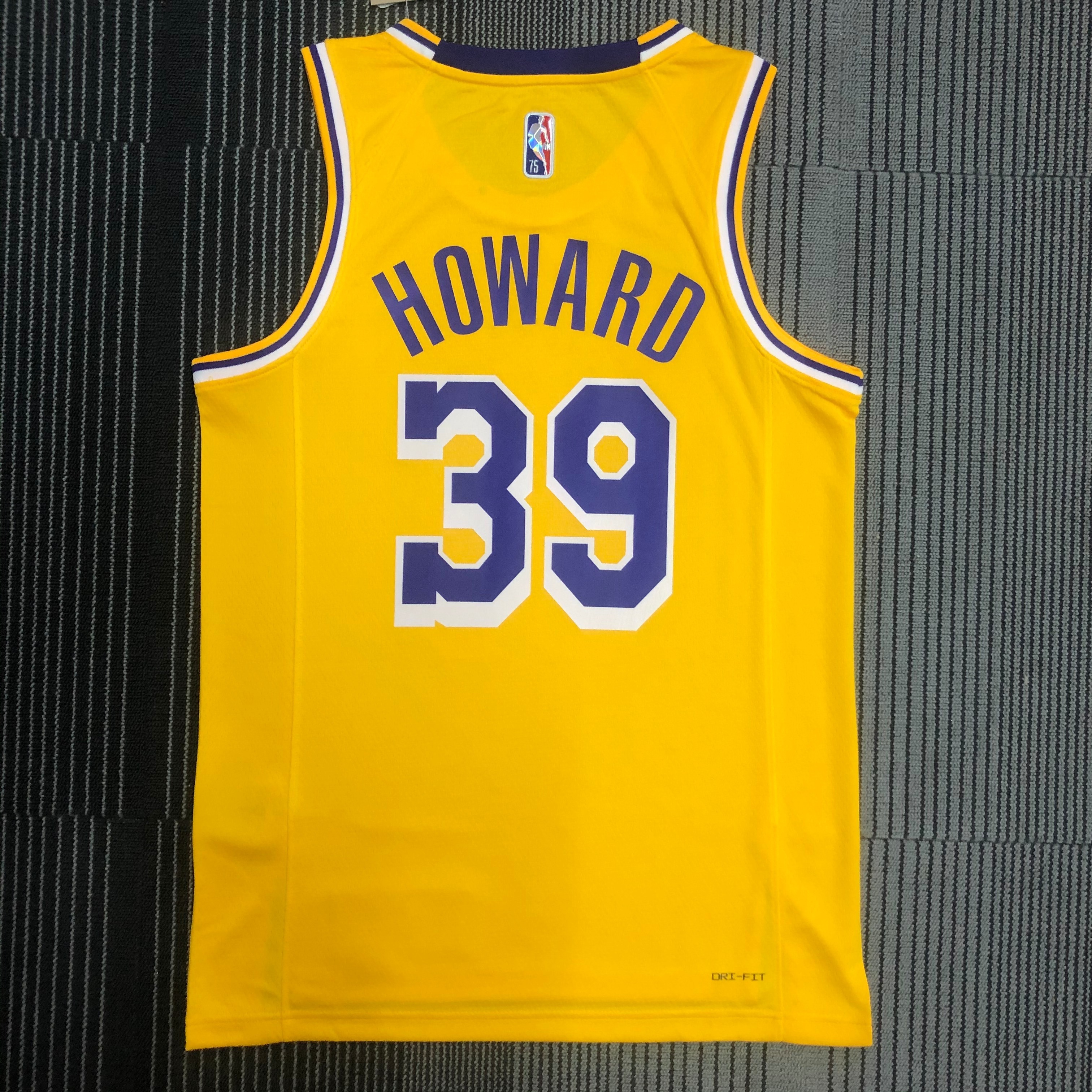 NBA 75th Anniversary Los Angeles Lakers Yellow Round Neck #39 HOWARD Jersey High Quality Name and Number Print - leoleo123123
