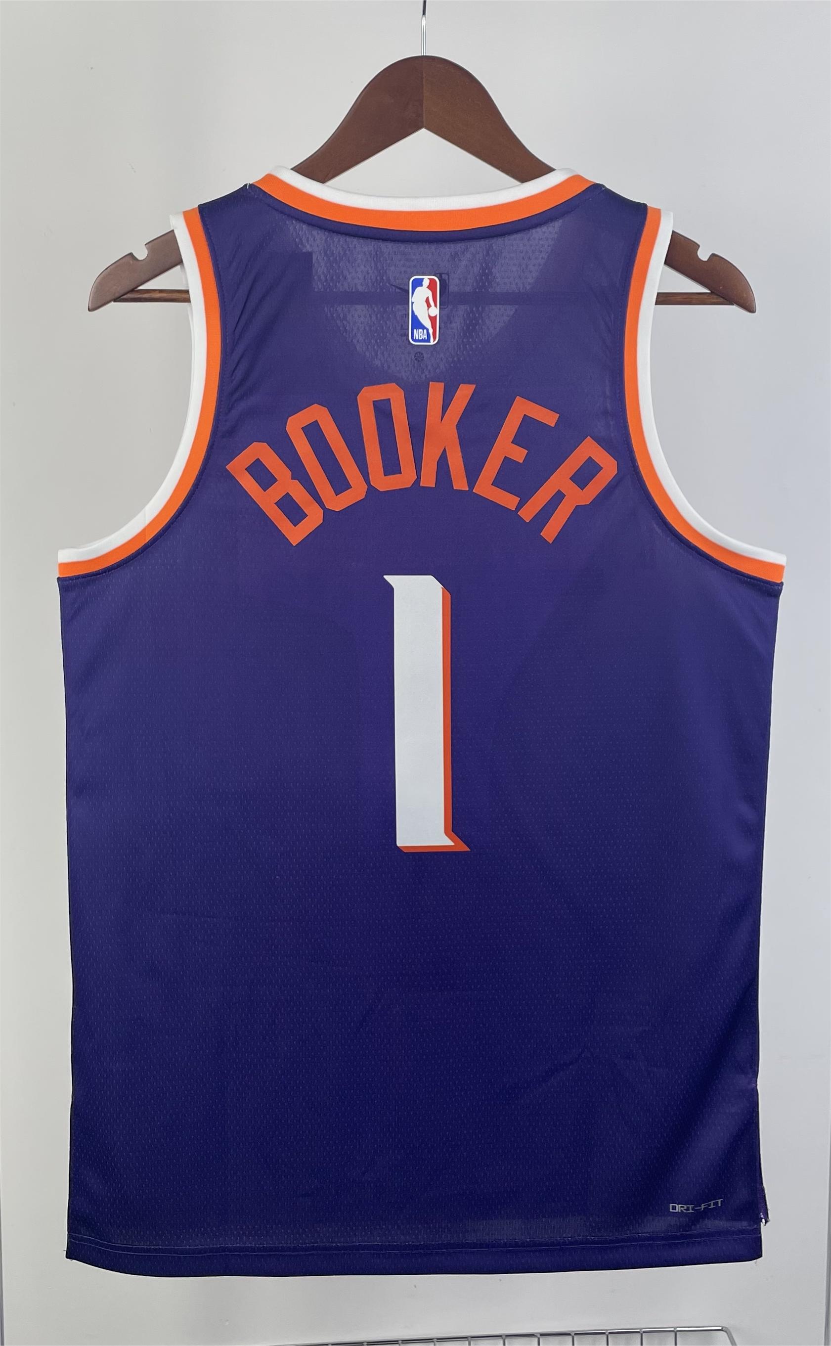 NBA Men 2024 Phoenix Suns Purple #1 BOOKER Jersey High Quality Name and Number Print - leoleo123123