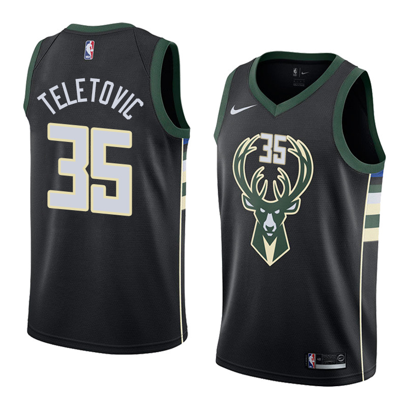 NBA Men Milwaukee Bucks Black #35 TELETOVIC Jersey High Quality Name and Number Print - leoleo123123