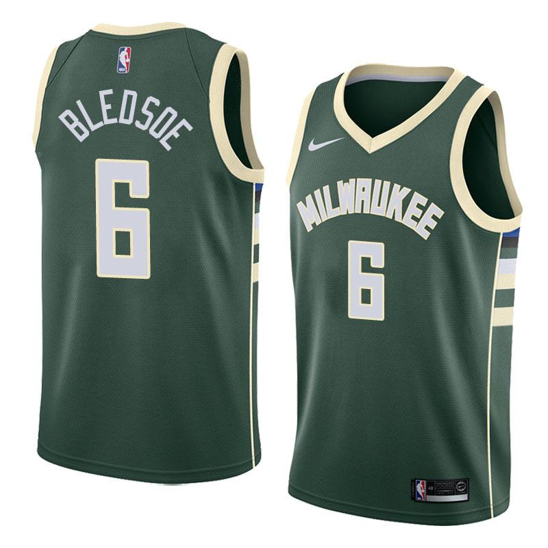 NBA Men Milwaukee Bucks Green #6 BLEDSOE Jersey High Quality Name and Number Print - leoleo123123