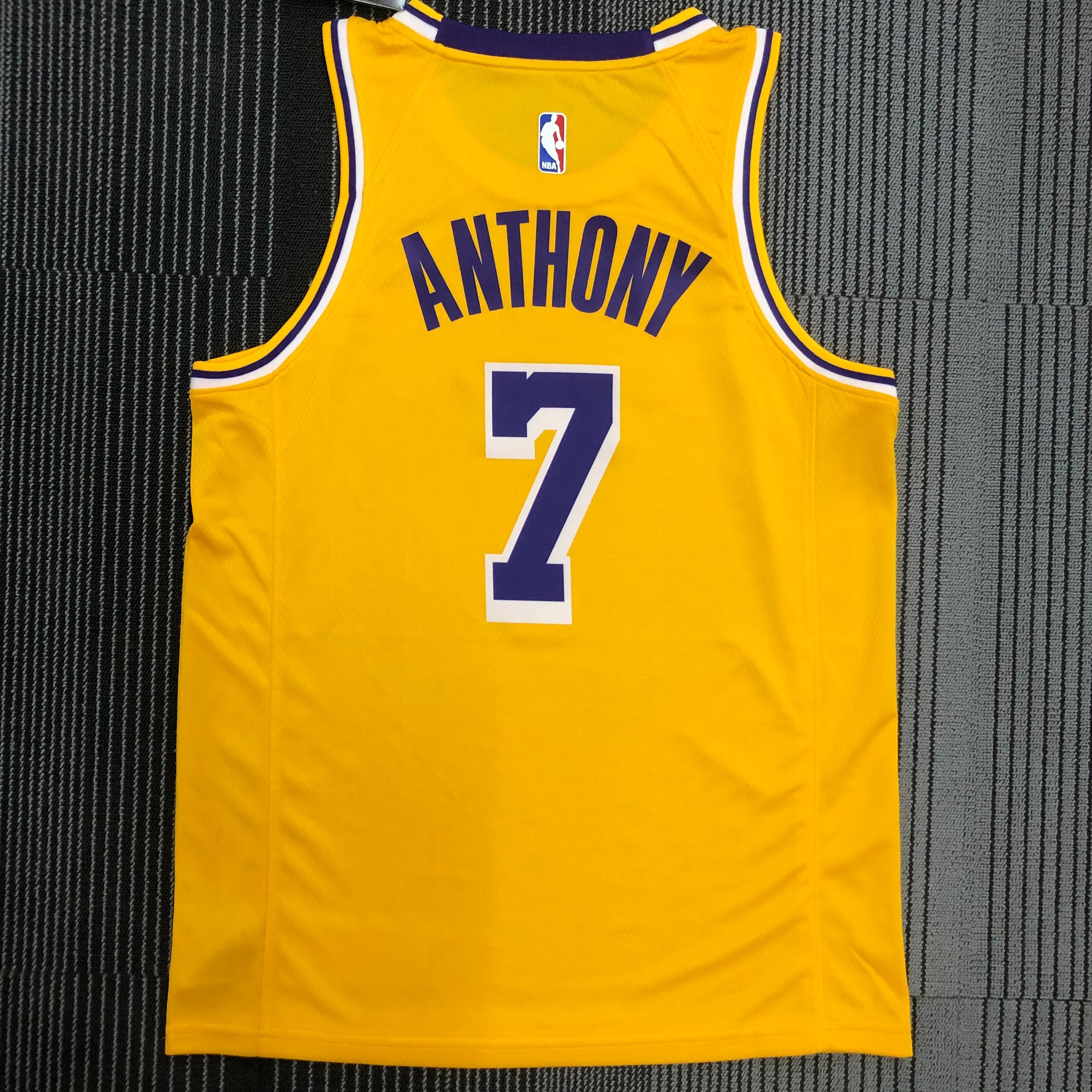 NBA Men Los Angeles Lakers Retro Yellow Round Neck #7 ANTHONY Jersey High Quality Name and Number Print - leoleo123123