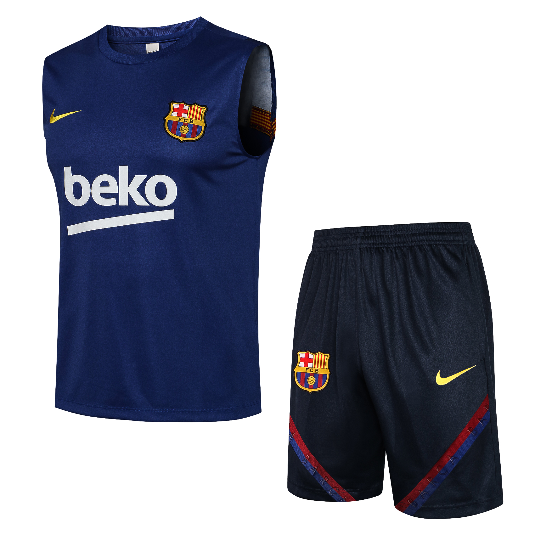 21/22 Barcelona Blue Vest Training Set--Vest and Short Pant Training Tracksuit - leoleo123123