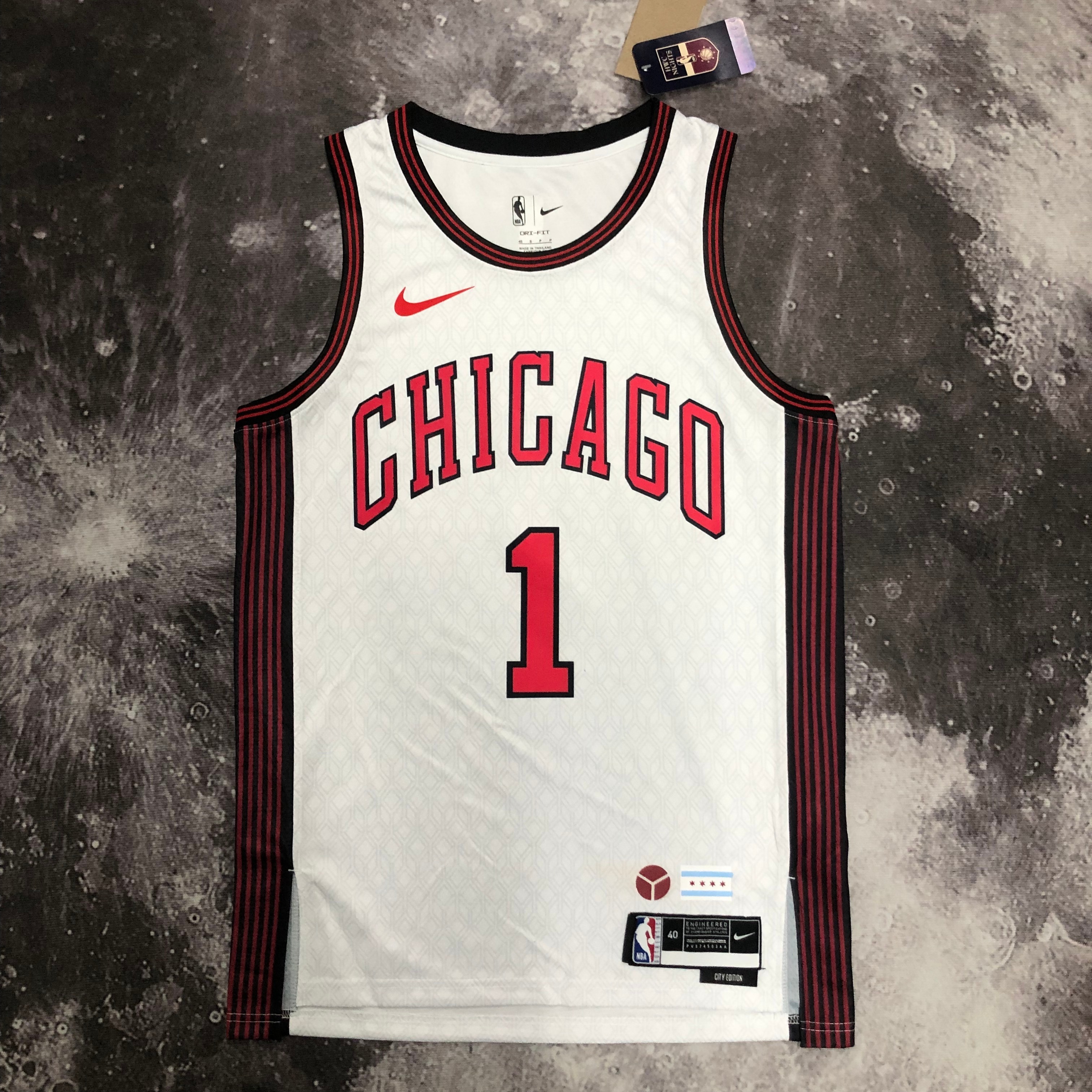 NBA Men 2023 Chicago Bulls City Version White #1 ROSE Jersey High Quality Name and Number Print - leoleo123123