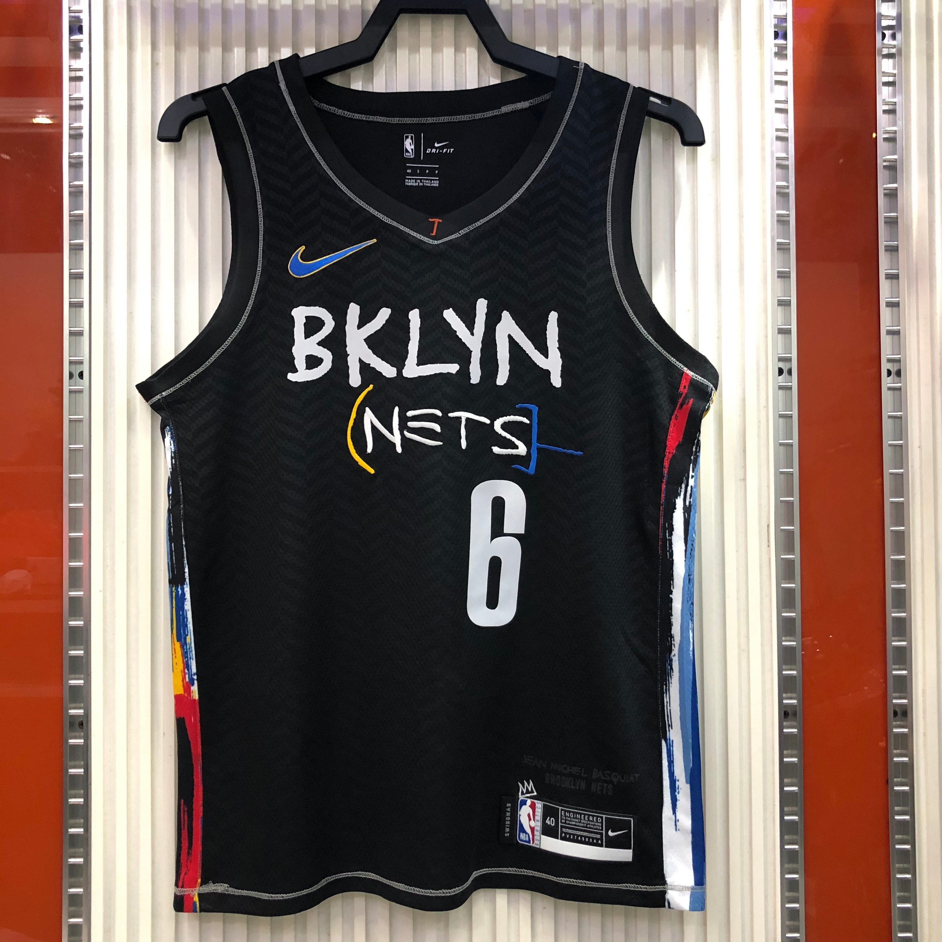 NBA Men Season 2021 Brooklyn Nets Black City #6 JORDAN Jersey High Quality Name and Number Print - leoleo123123