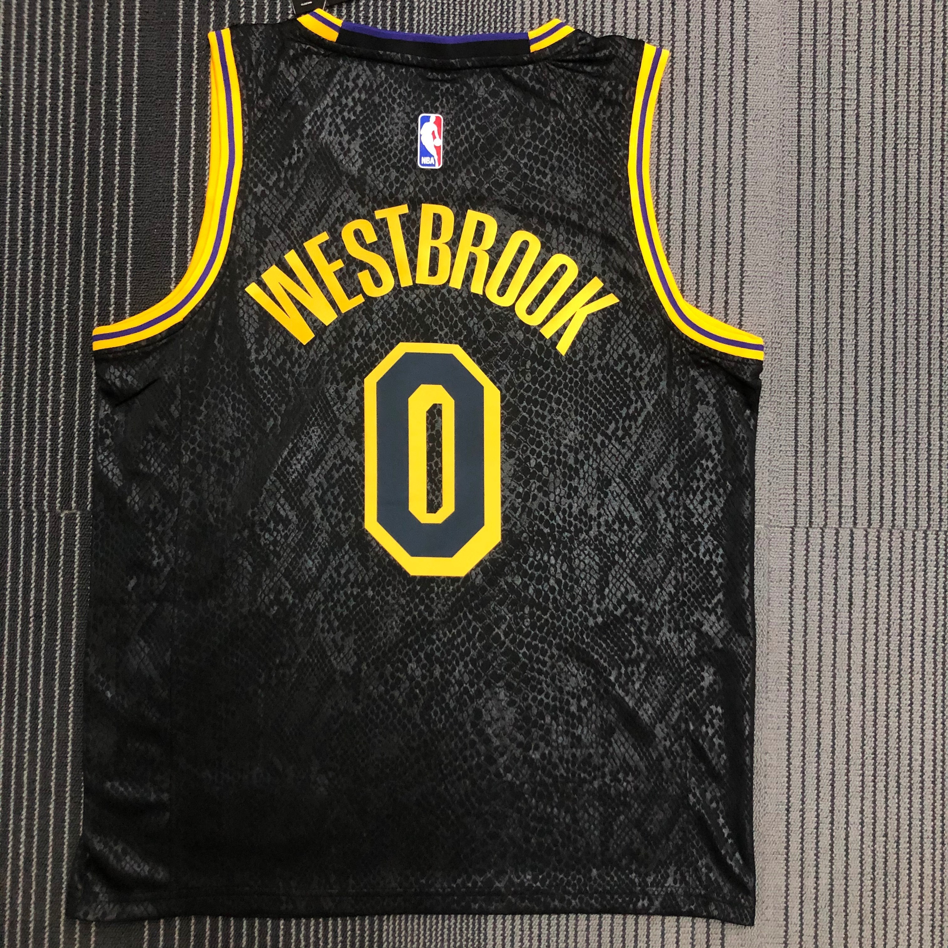 NBA Men Los Angeles Lakers Black #0 WESTBROOK Round Neck Jersey High Quality Name and Number Print - leoleo123123