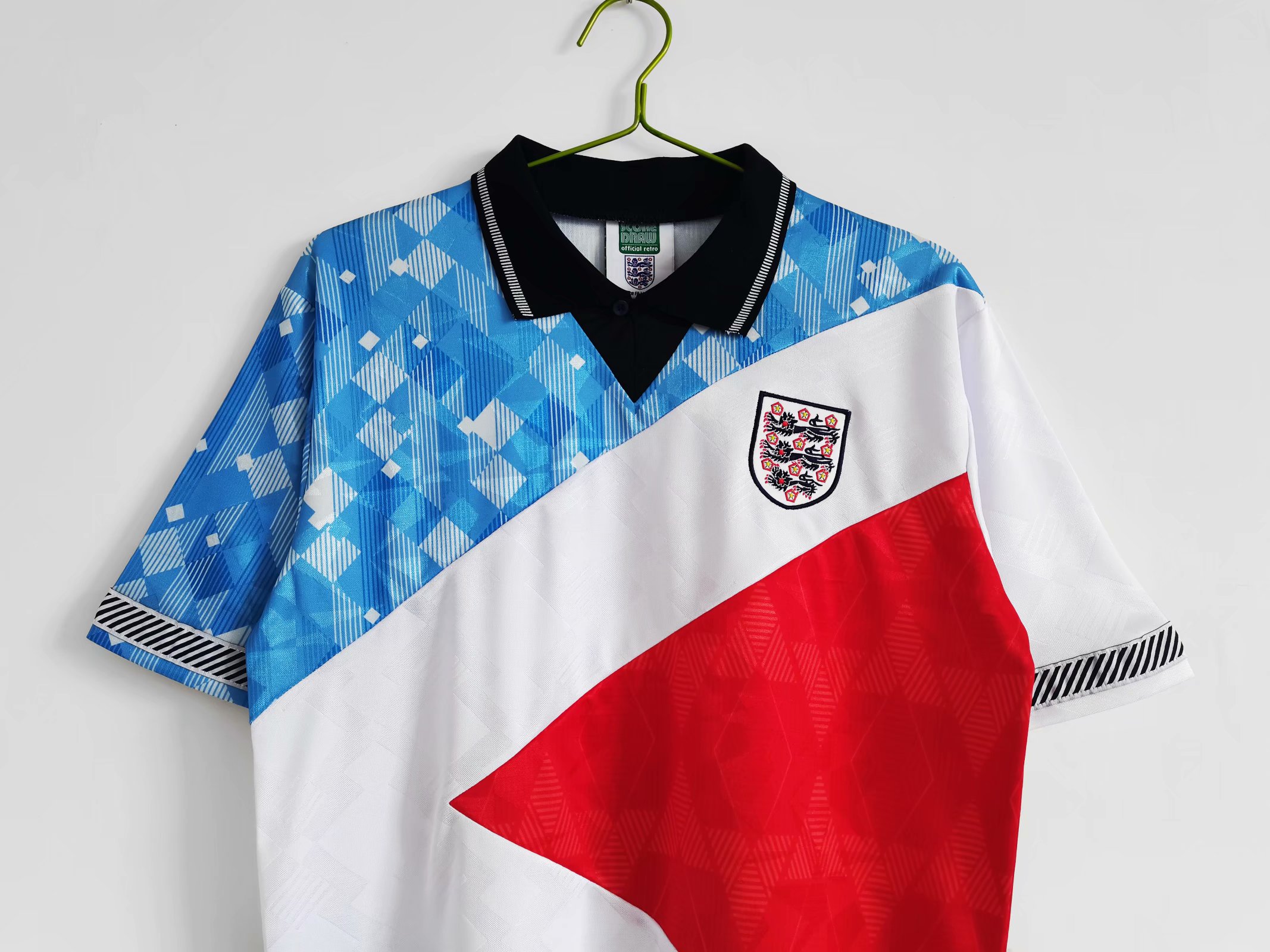 1990 England Red White Blue Retro Jersey - leoleo123123
