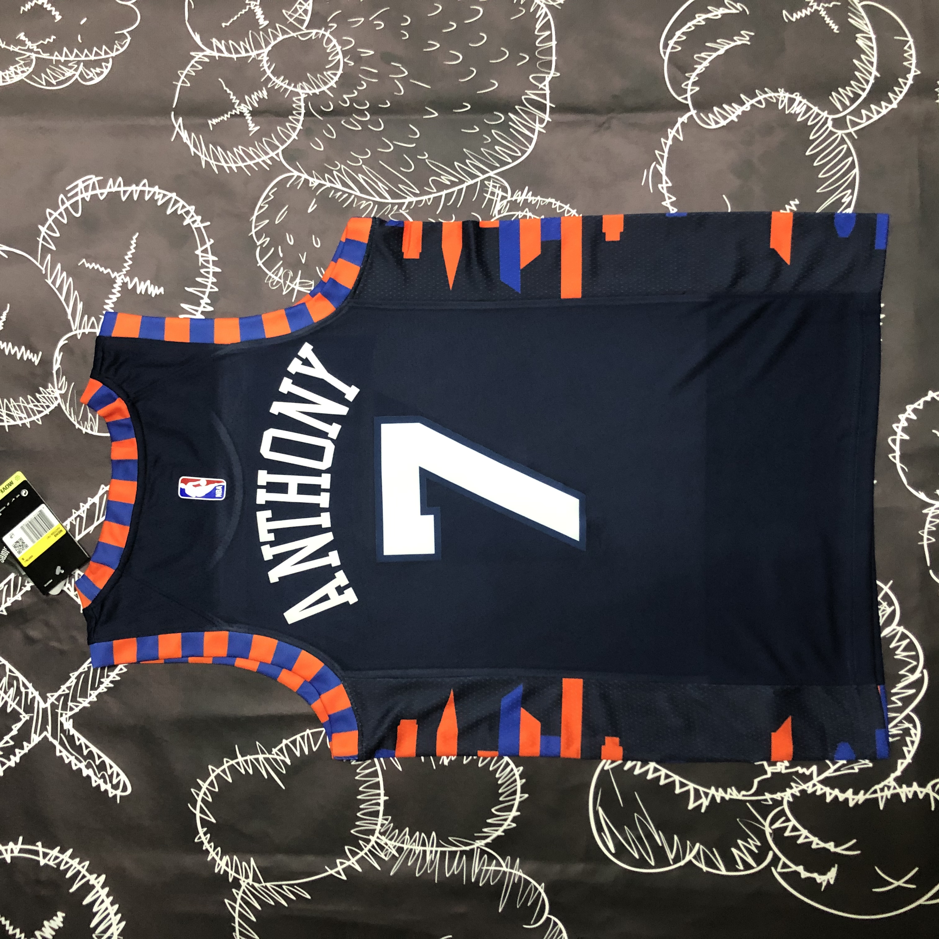 NBA Men New York Knicks Dark Blue #7 ANTHONY Jersey High Quality Name and Number Print - leoleo123123