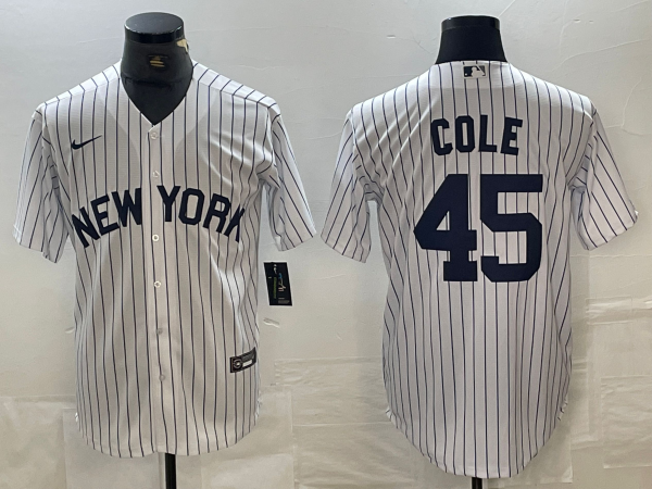 New York Yankees COLE #45 White Baseball Jersey - leoleo123123