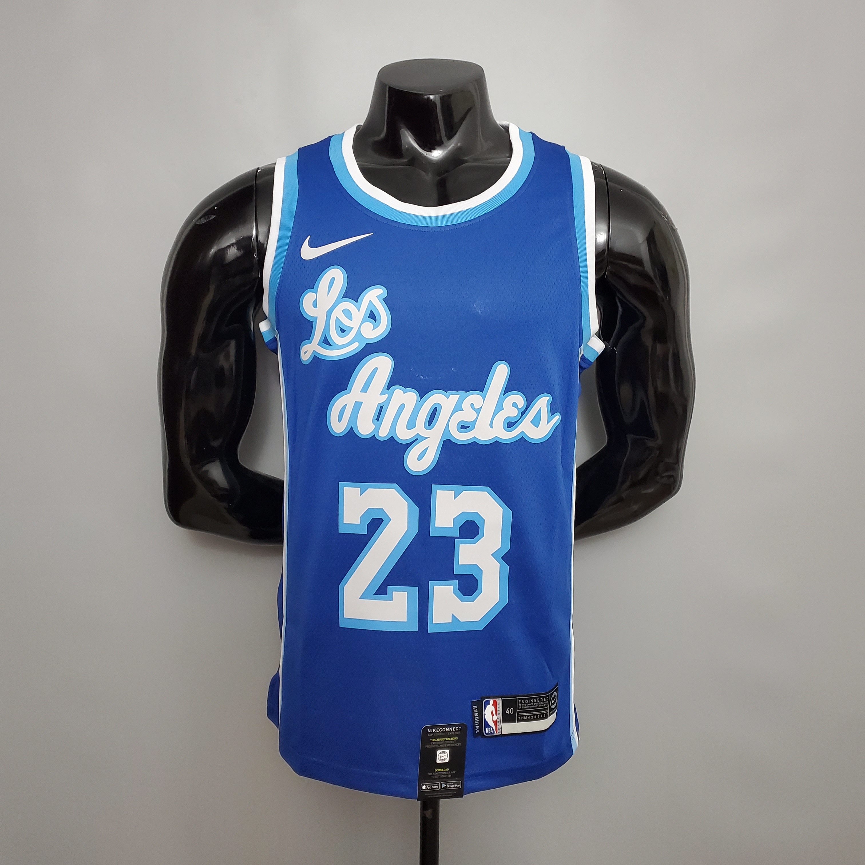 NBA Finals Men Los Angeles Lakers Retro in Latin #23 JAMES Blue Round Neck Jersey High Quality Name and Number Print - leoleo123123